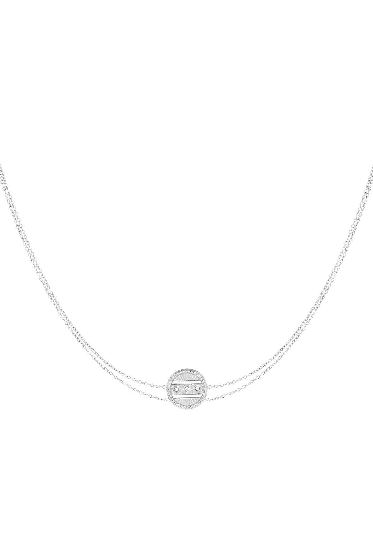 Double necklace with coin - silver Stainless Steel h5 