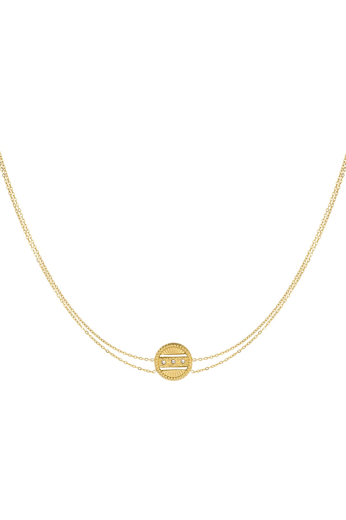 Double necklace with coin - gold Stainless Steel h5 