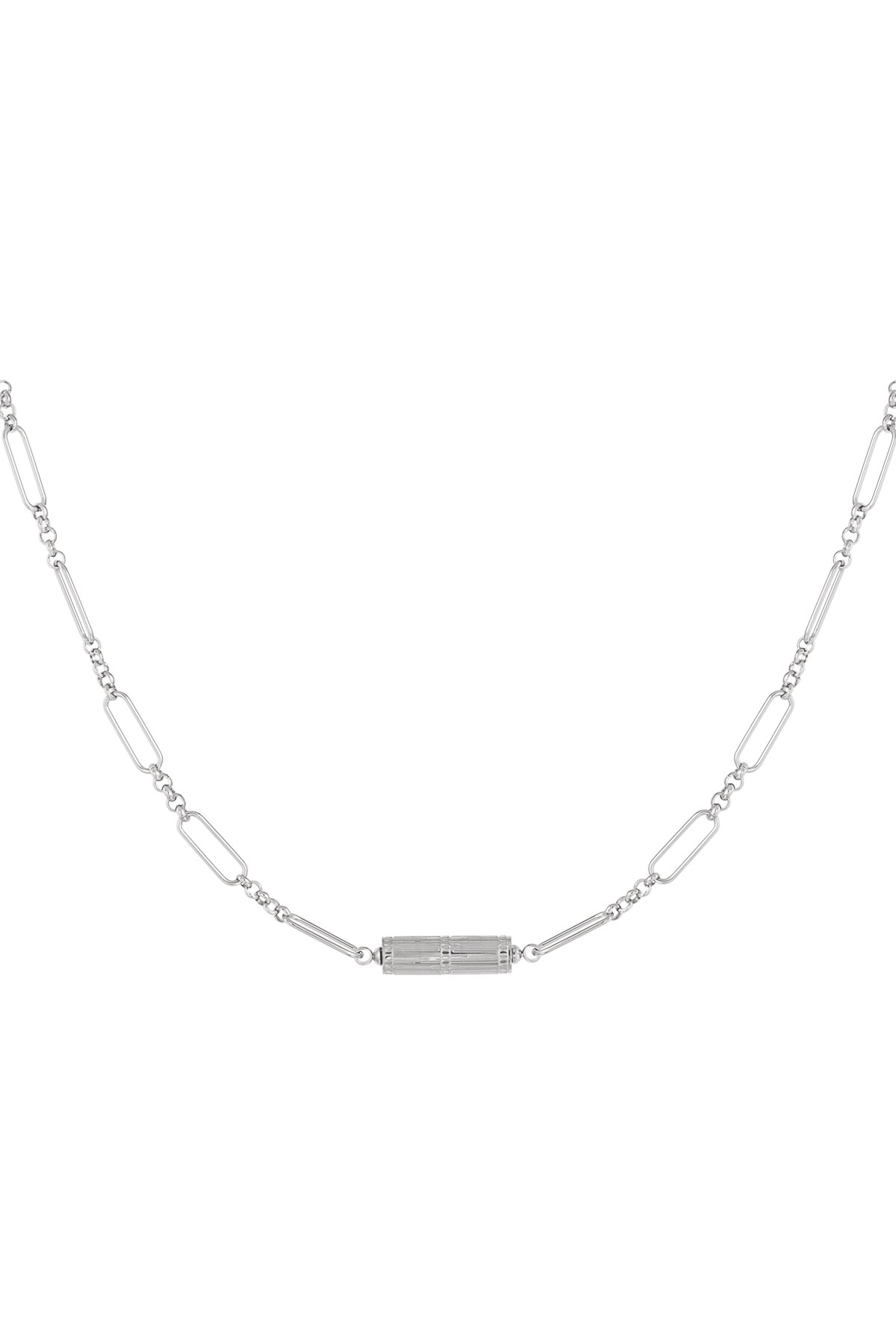 Link chain with charm - silver Stainless Steel h5 