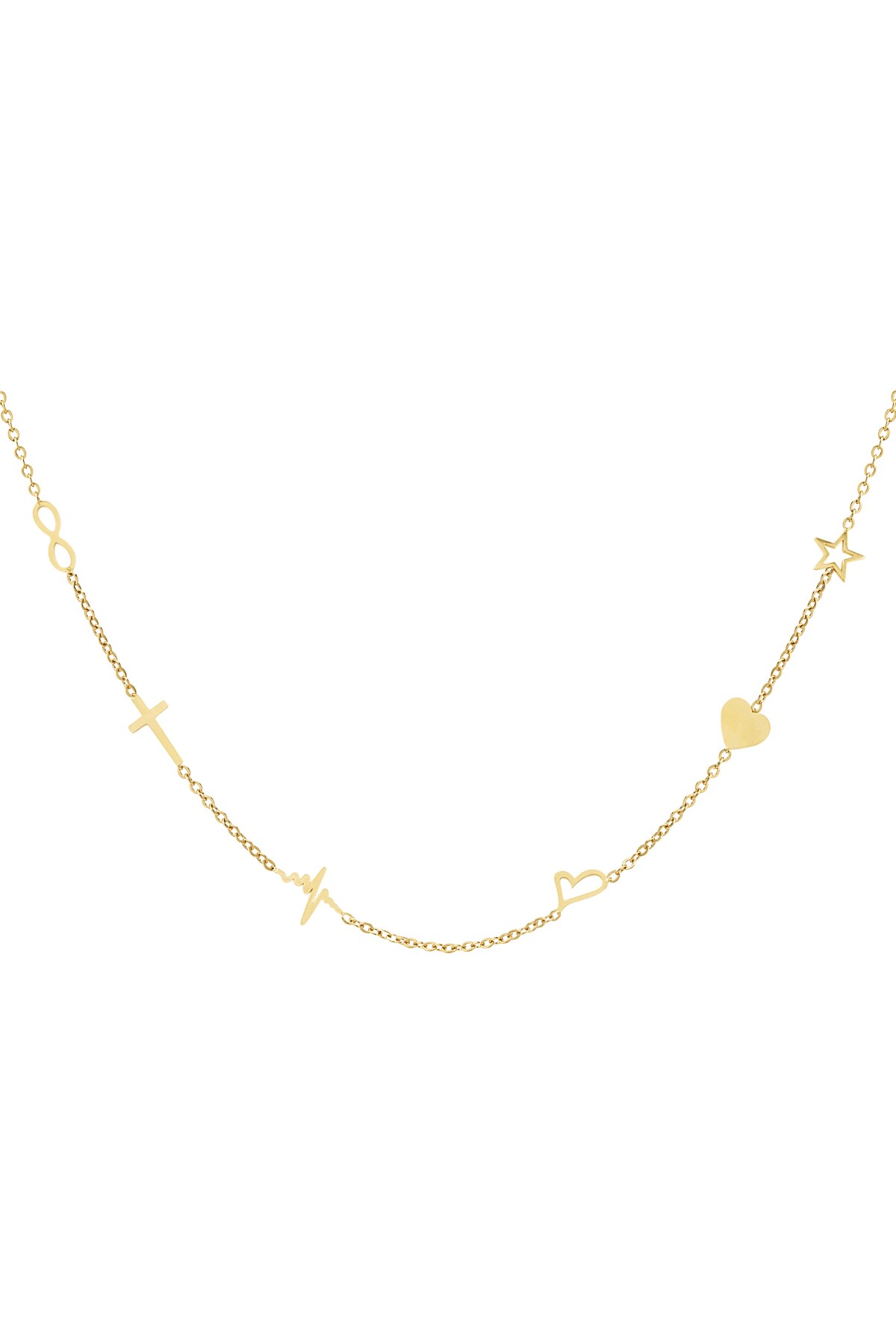 Necklace 6 charms - gold Stainless Steel 