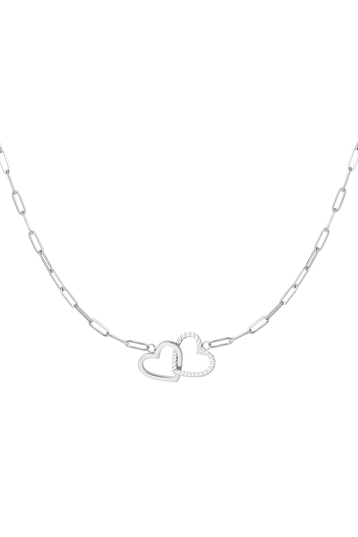 Necklace linked hearts - silver Stainless Steel h5 