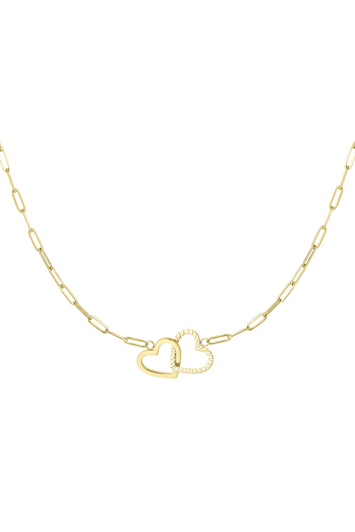 Necklace linked hearts - gold Stainless Steel 