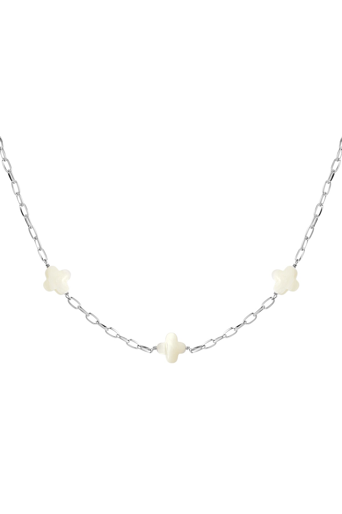 Necklace seashell clovers - Silver Stainless Steel h5 