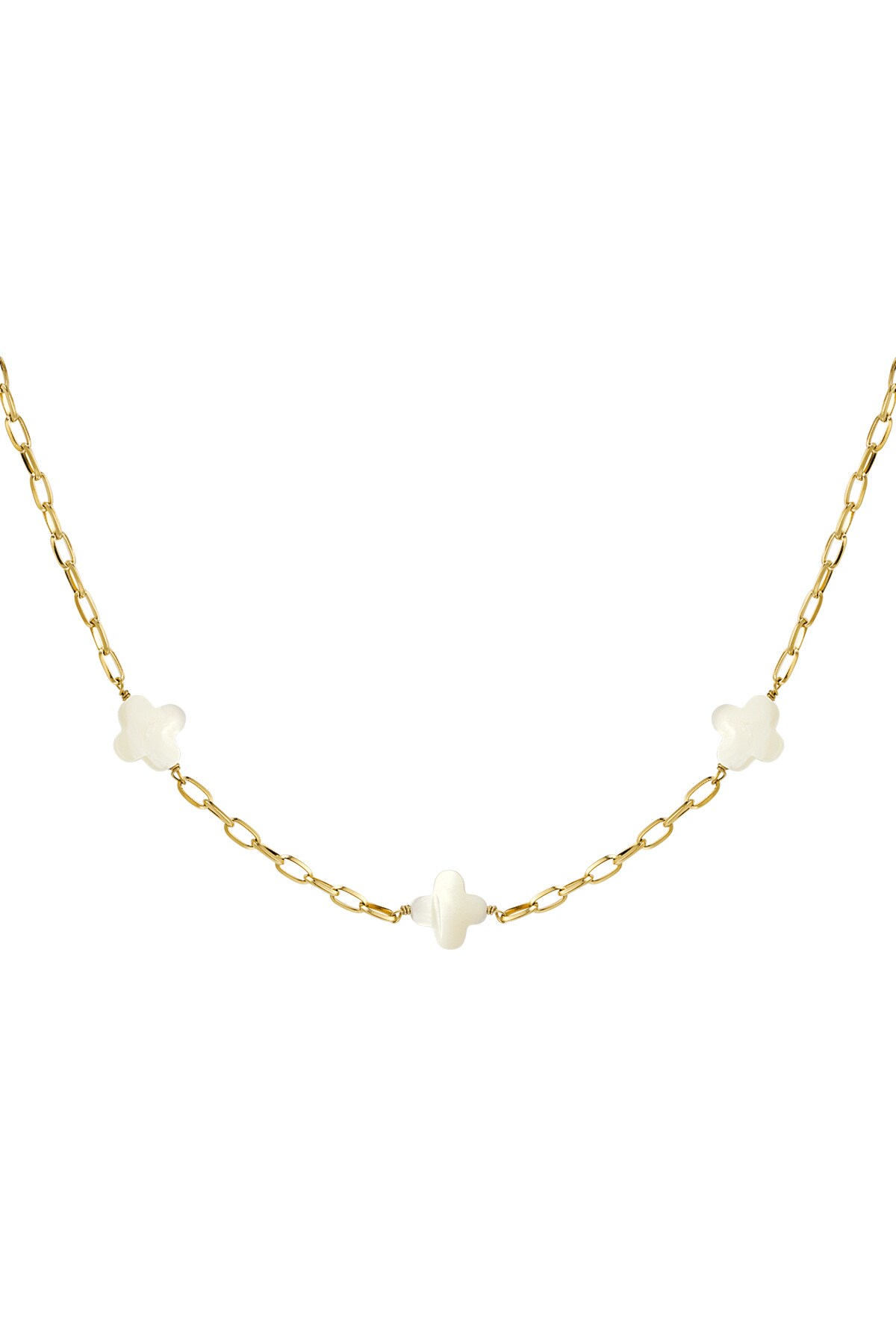 Necklace seashell clovers - Gold Stainless Steel h5 