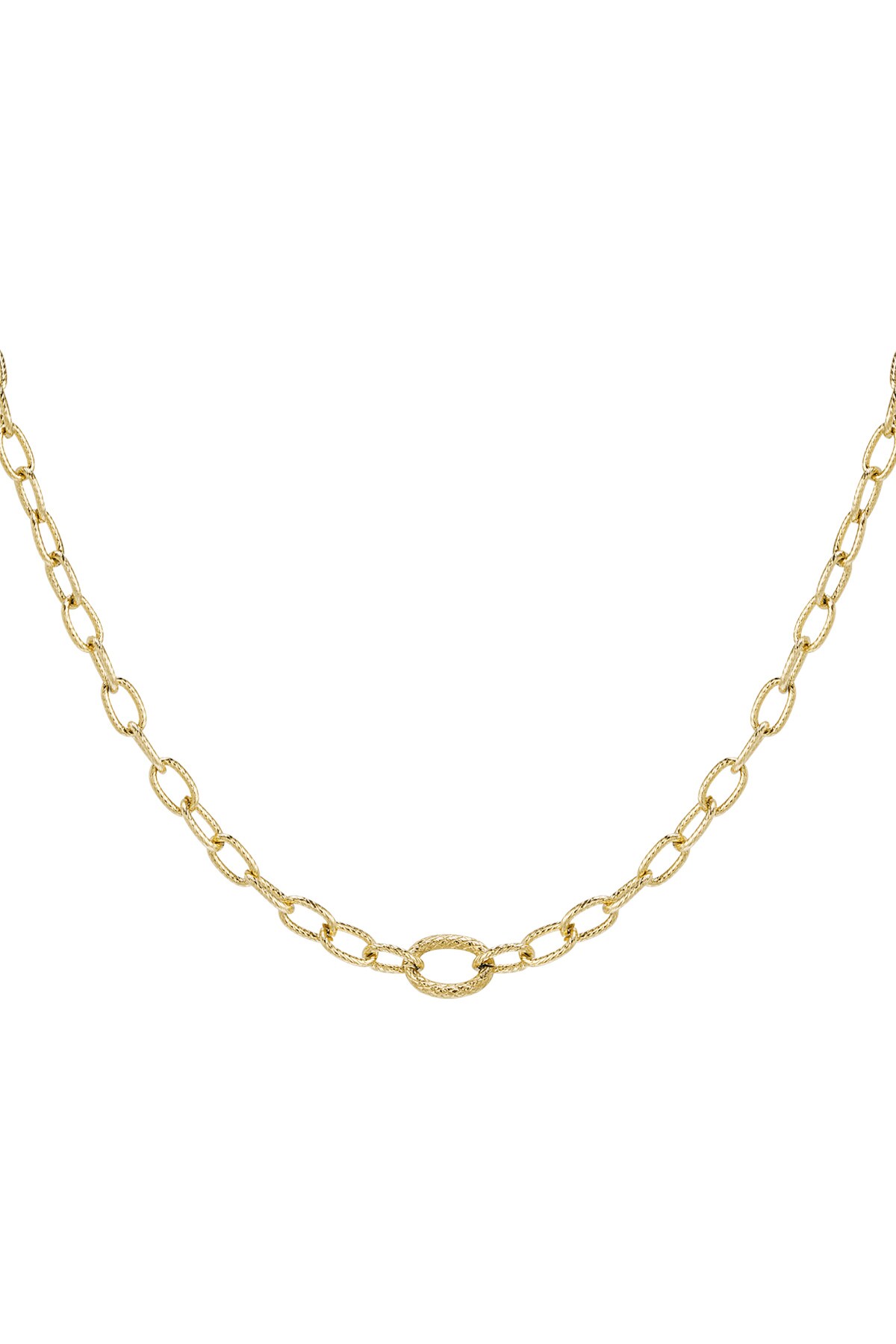 Link chain with structure - Gold Stainless Steel h5 