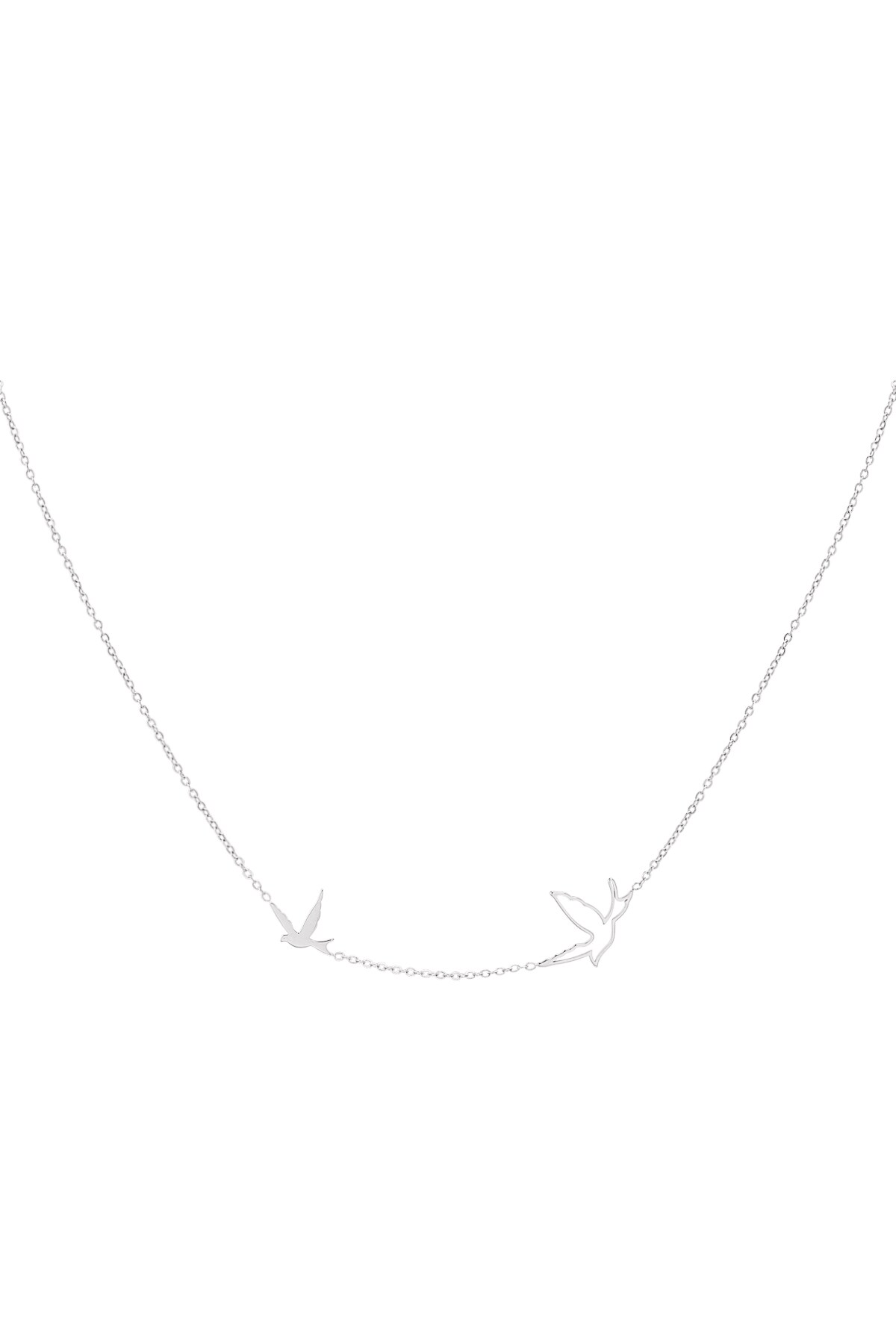 Necklace bird - Silver color h5 