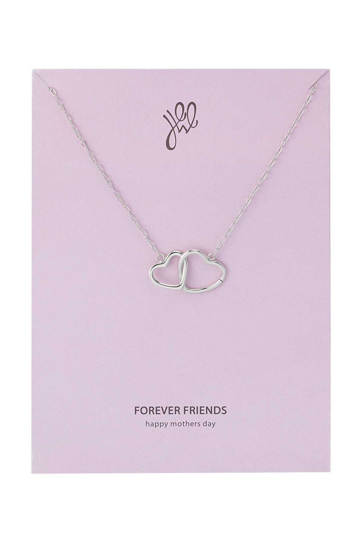 Necklace connected hearts - mother's day - silver Stainless Steel 