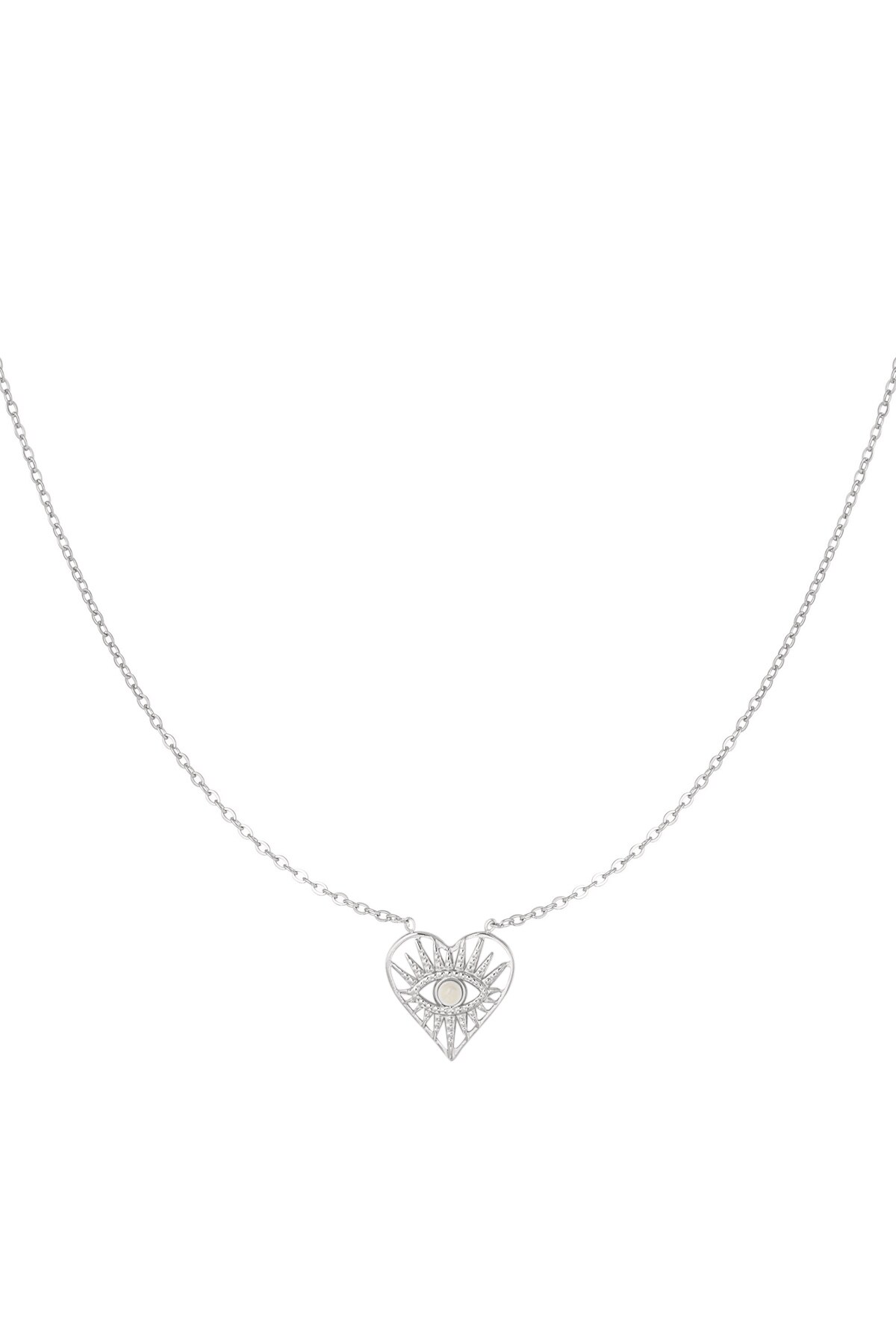 Link chain heart with eye - Silver color h5 