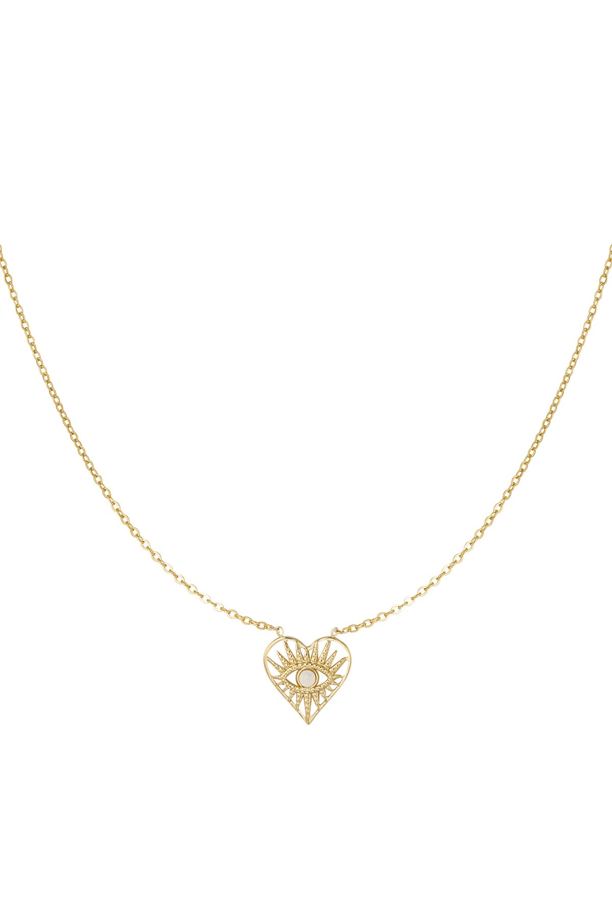 Link chain heart with eye - Gold color h5 