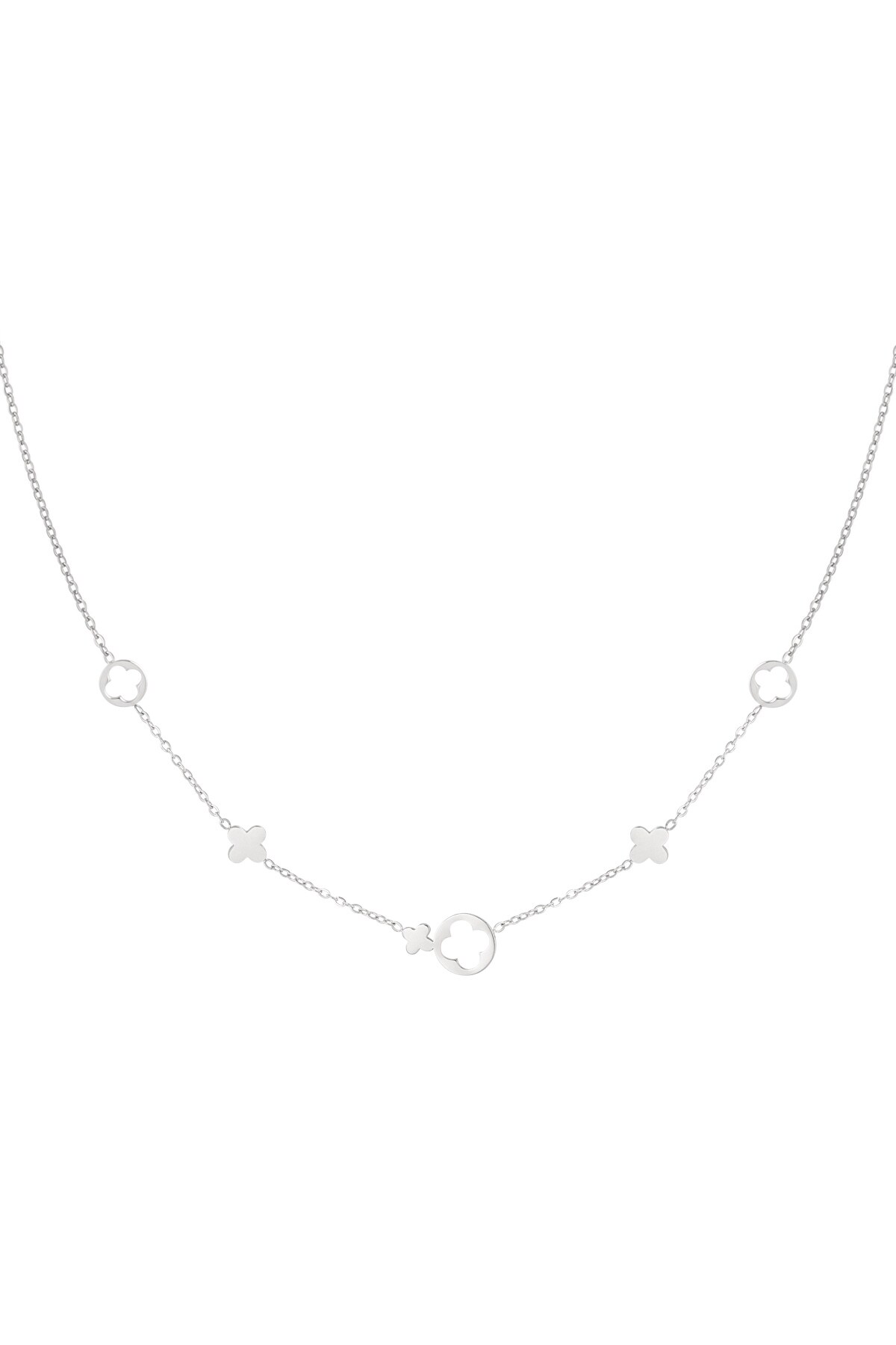 Necklace clover charms - Silver color h5 