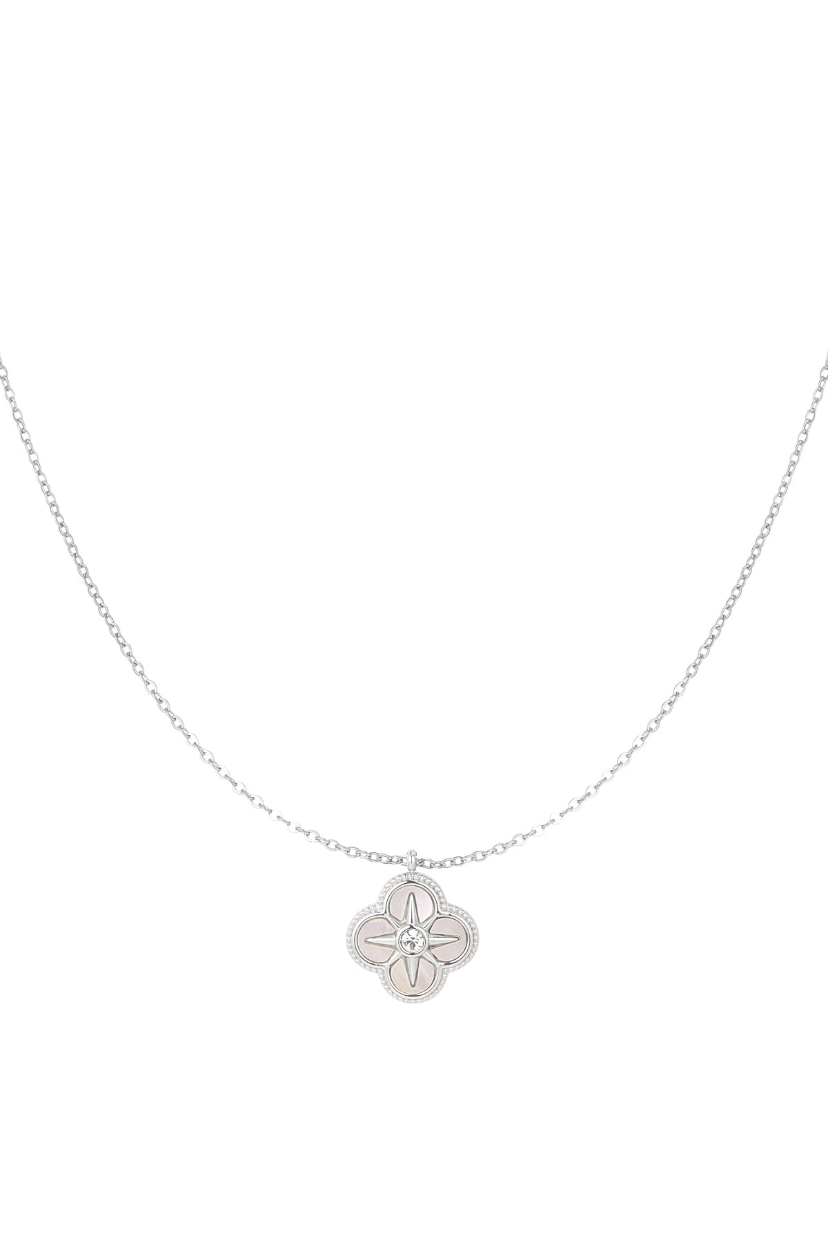 Necklace with flower and star - Silver Color color h5 