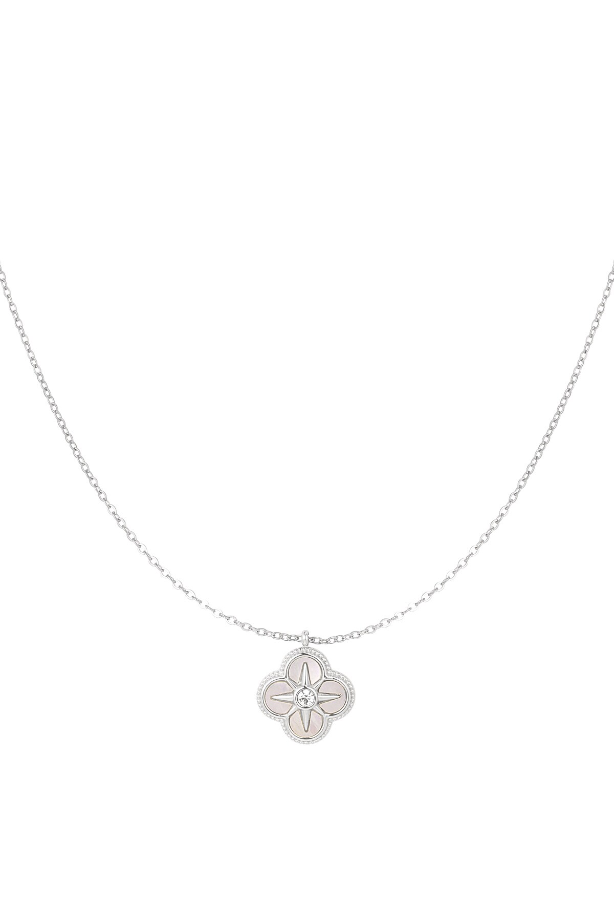 Necklace with flower and star - Silver Color color 