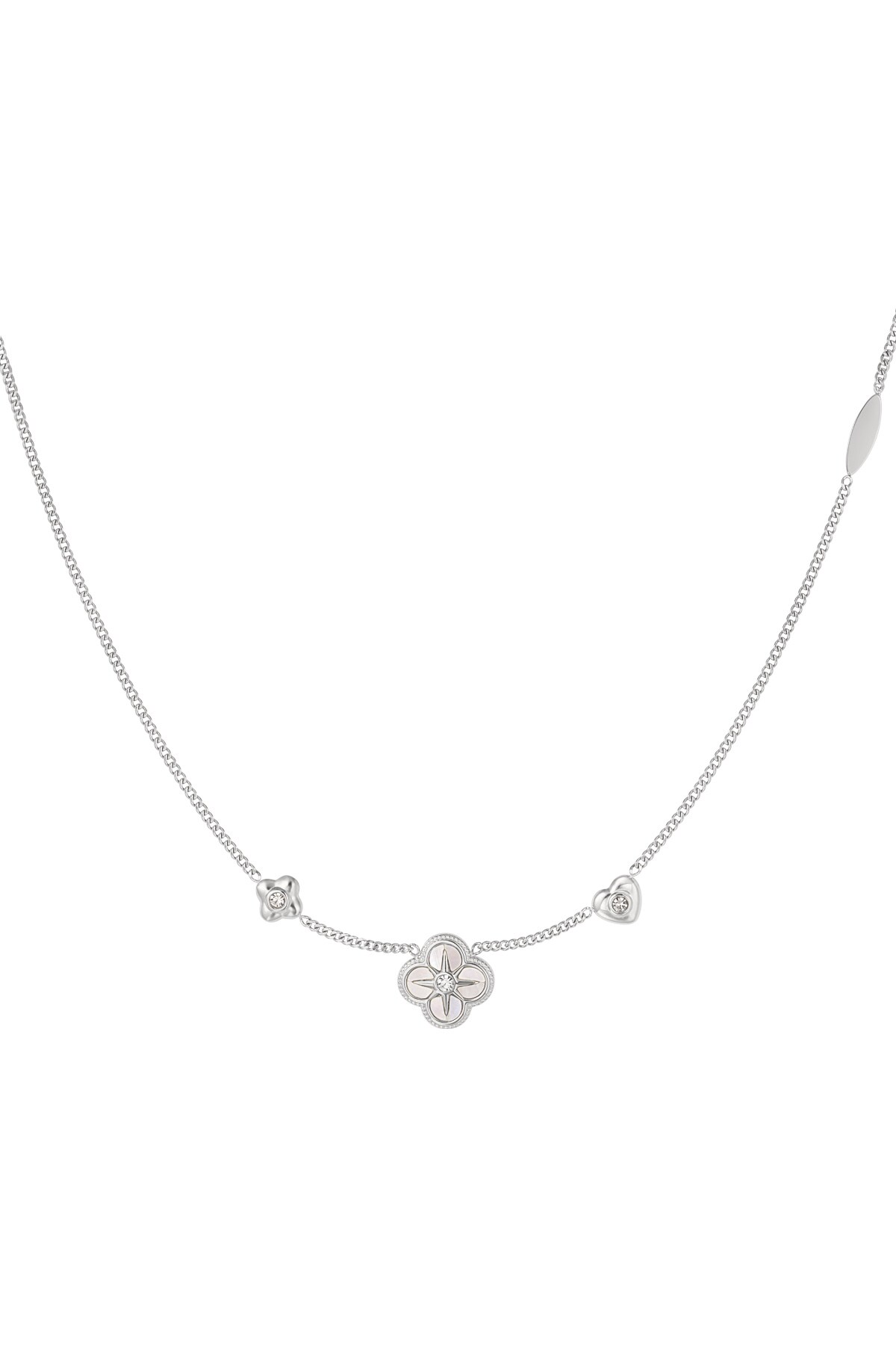 Necklace 3 clovers - Silver color h5 