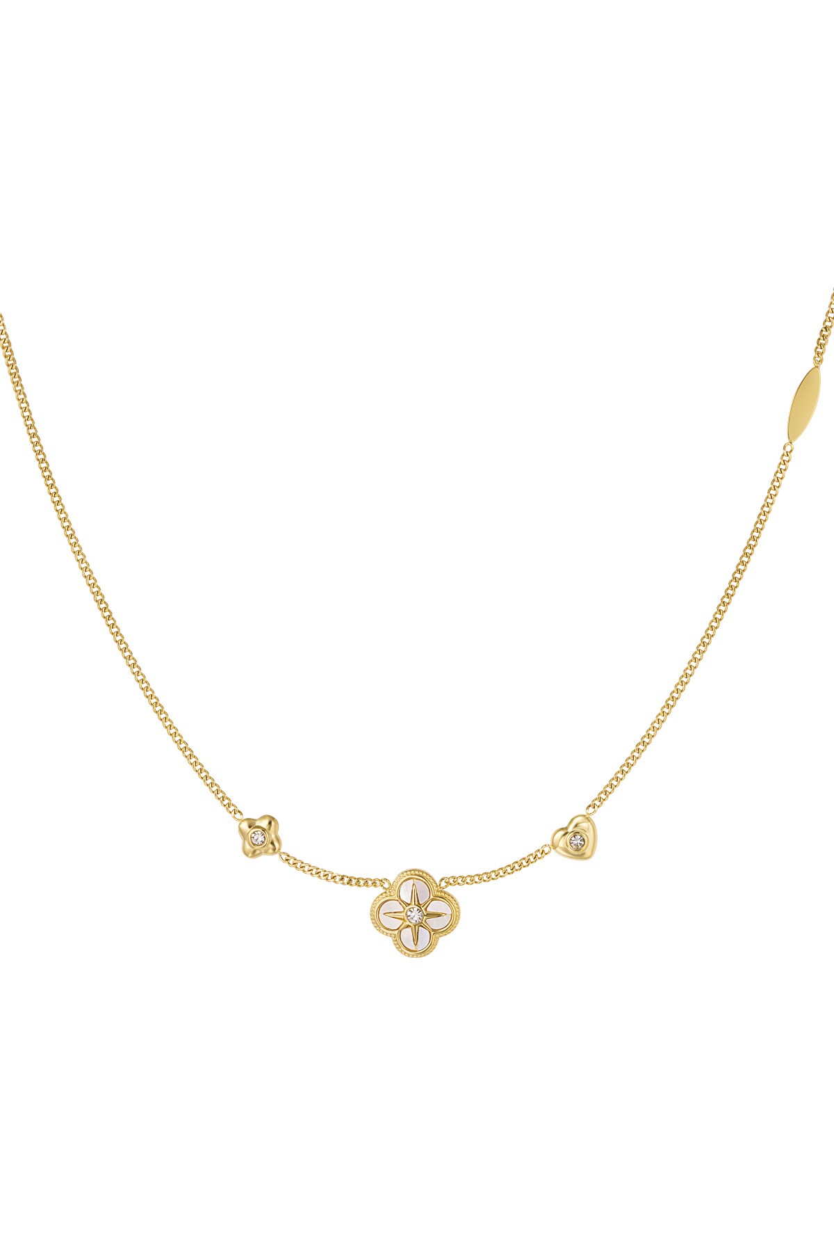 Necklace 3 clovers - Gold color h5 