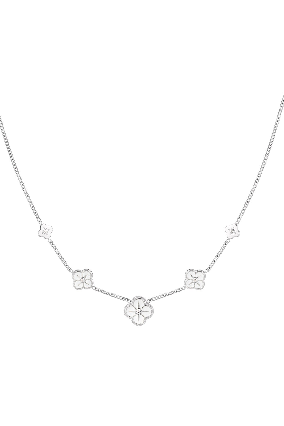 Necklace 5 clovers - Silver color h5 