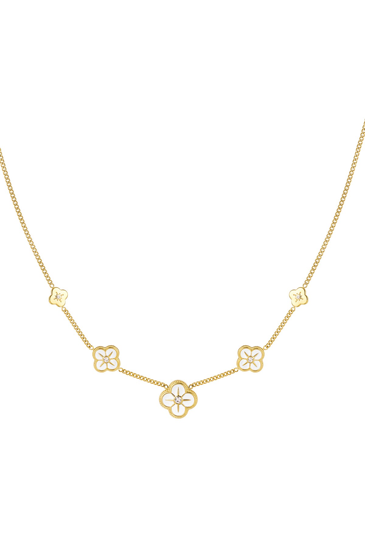 Necklace 5 clovers - Gold color h5 