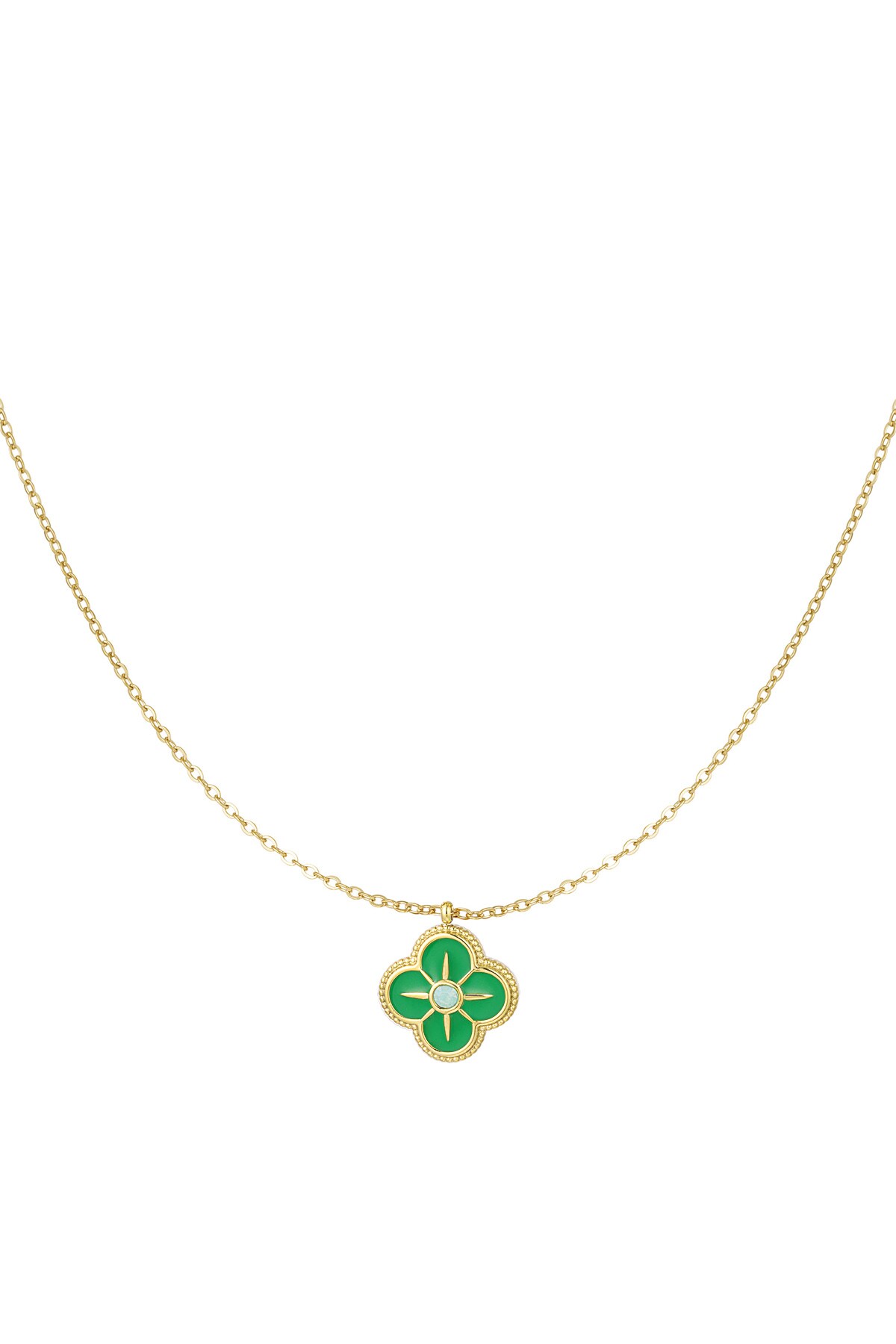 Necklace clover enamel - gold/green h5 