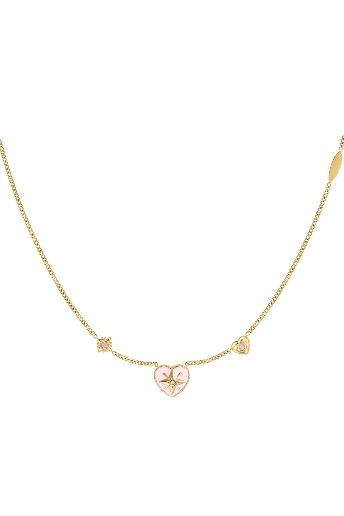 Necklace heart with stones - gold/pink h5 