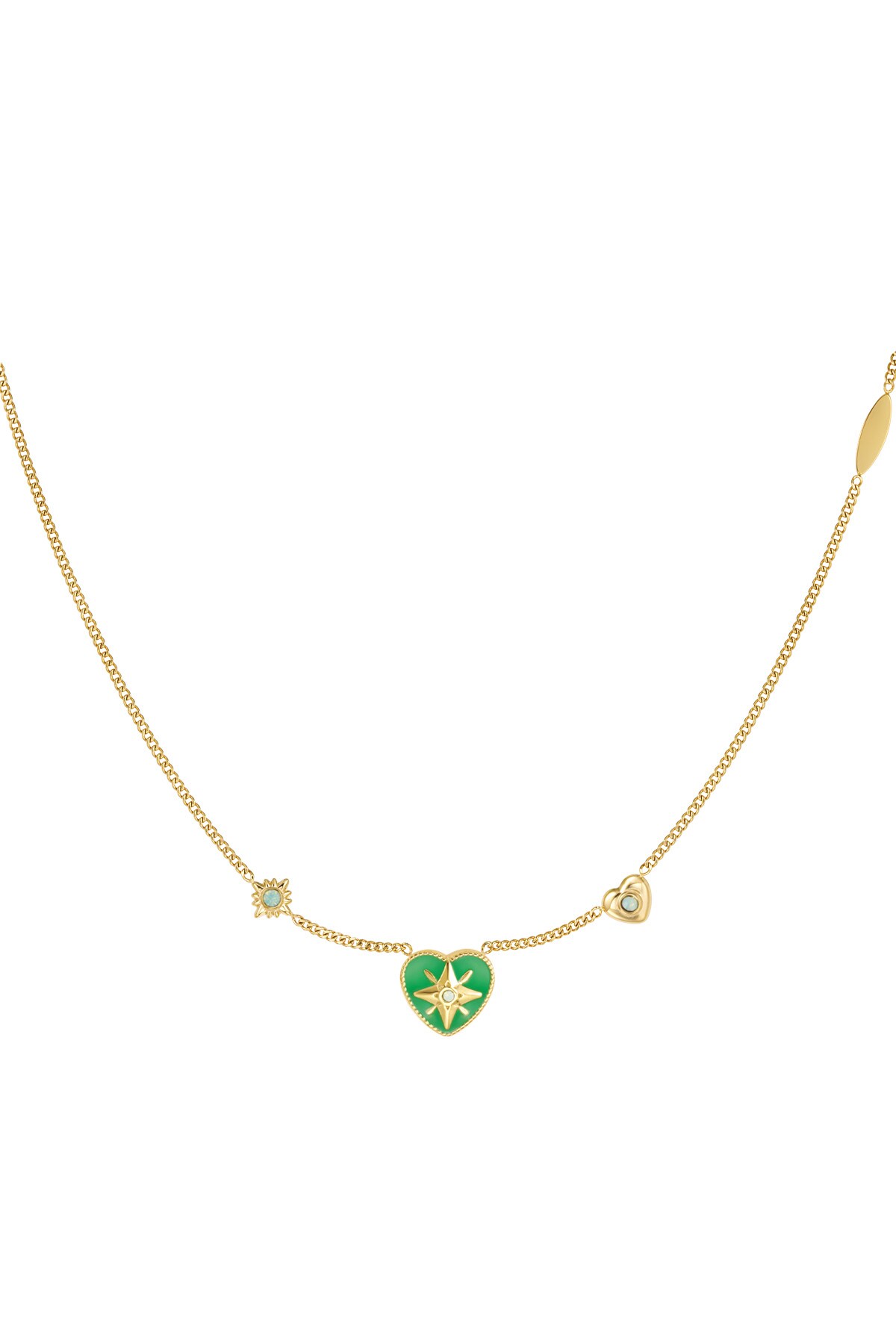 Necklace heart with stones - gold/green h5 