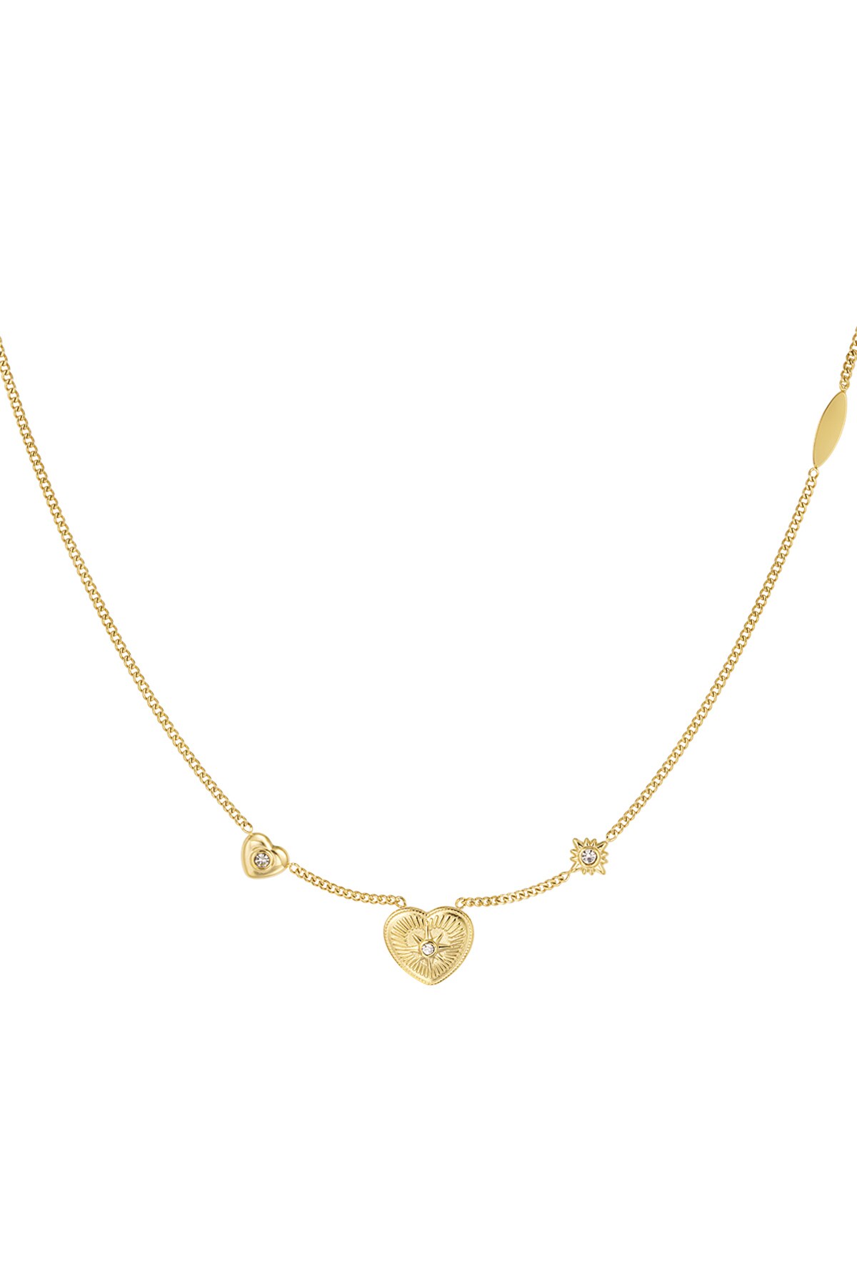 Necklace different hearts with stone - Gold color h5 