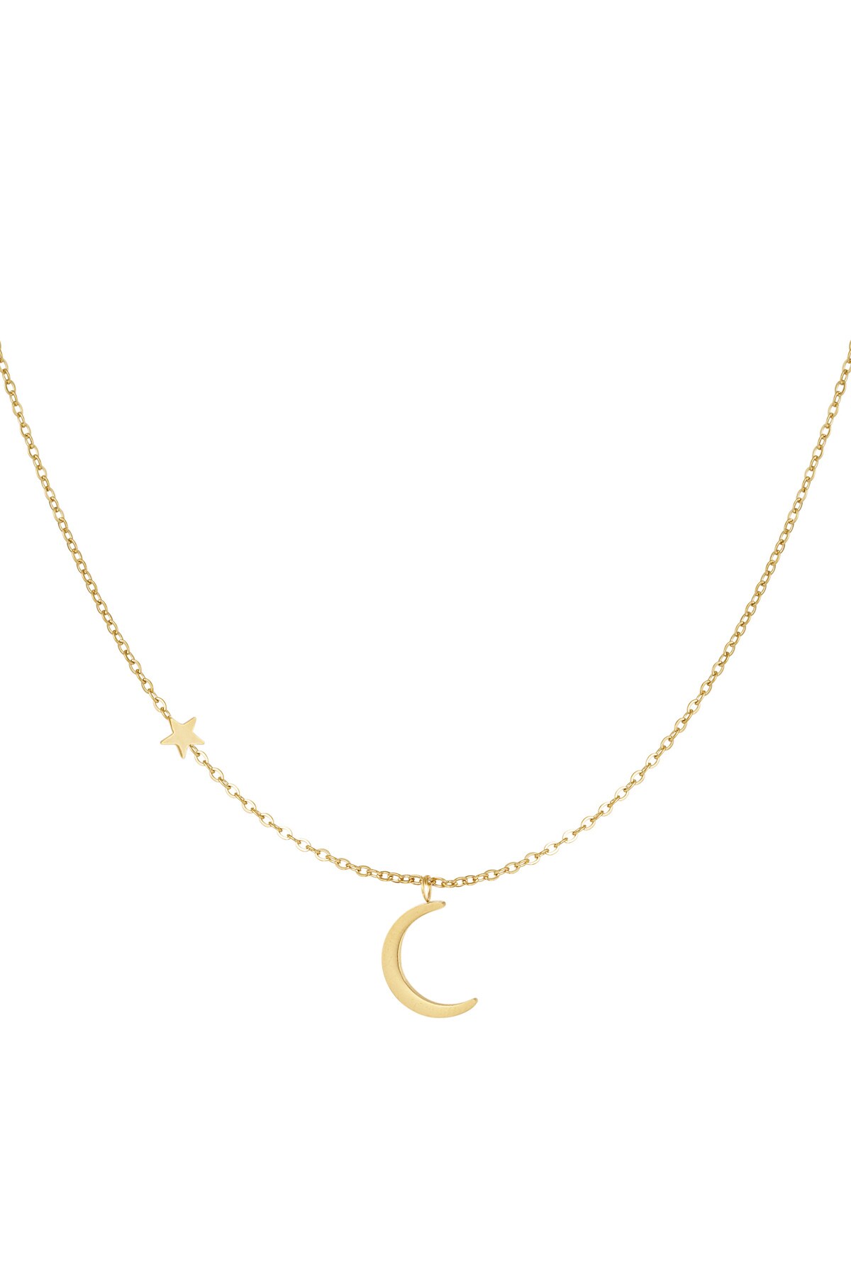 Necklace moon with star - Gold color h5 