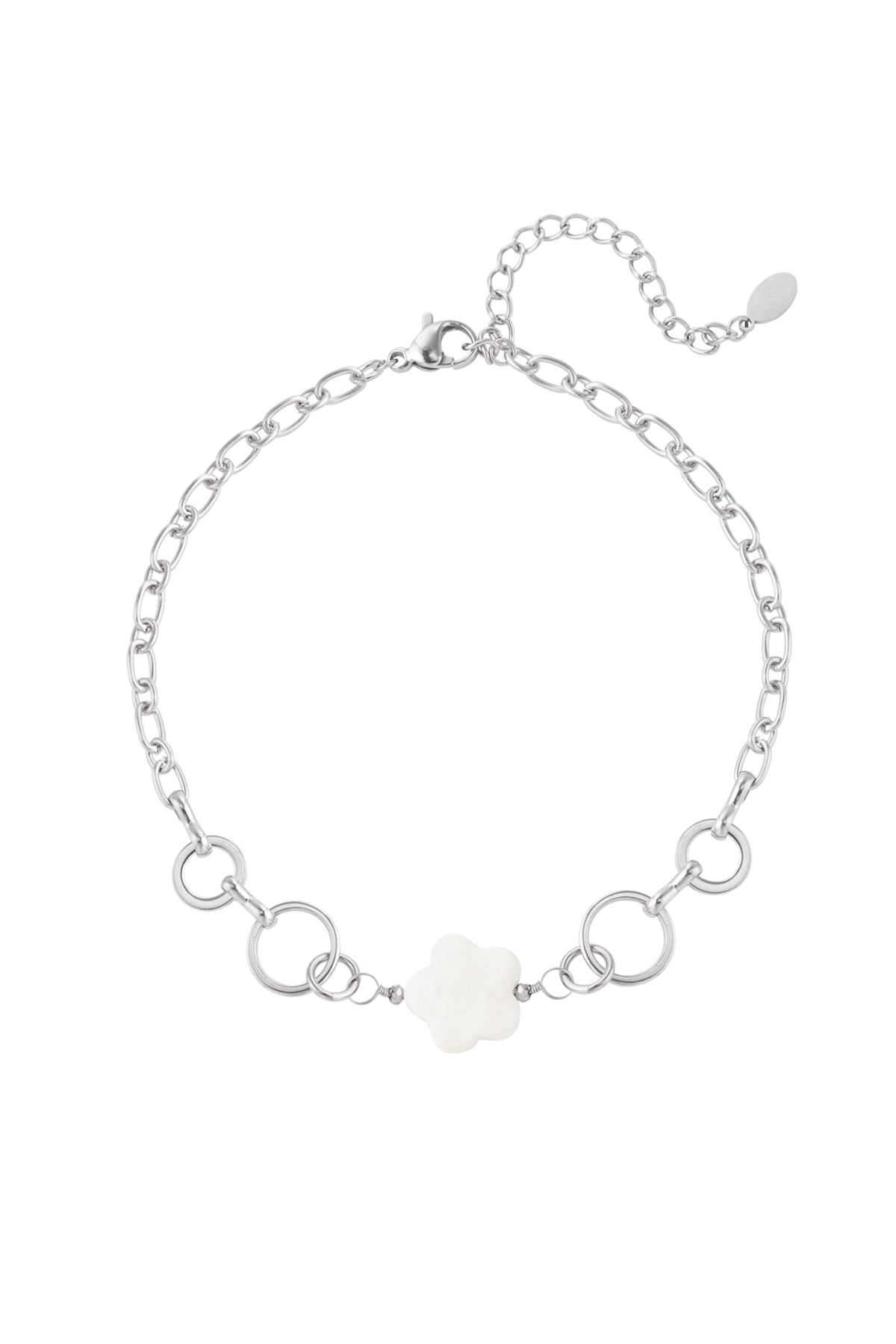 Anklet flower and rings - Silver color h5 