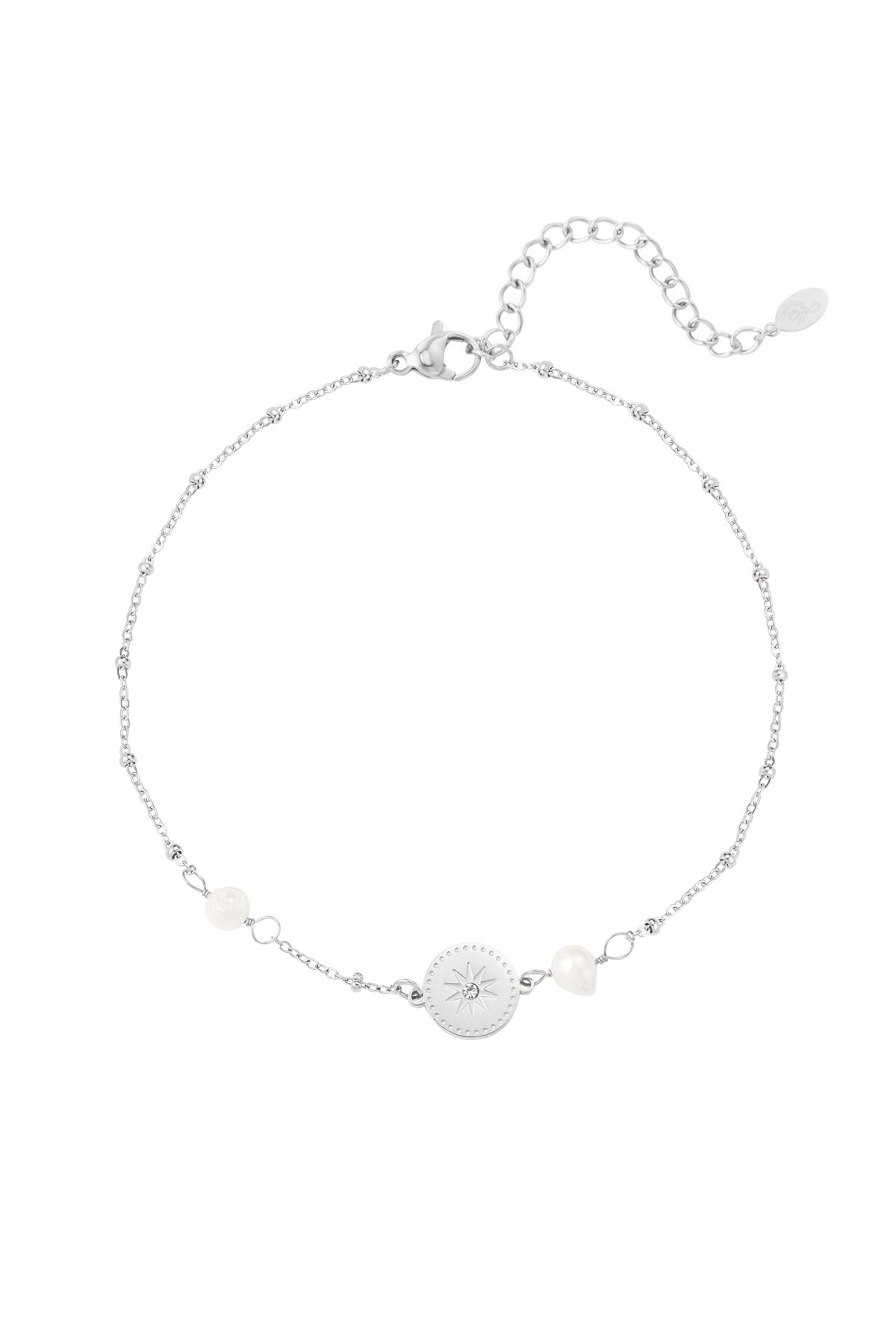 Anklet with charm and pearls - Silver color h5 