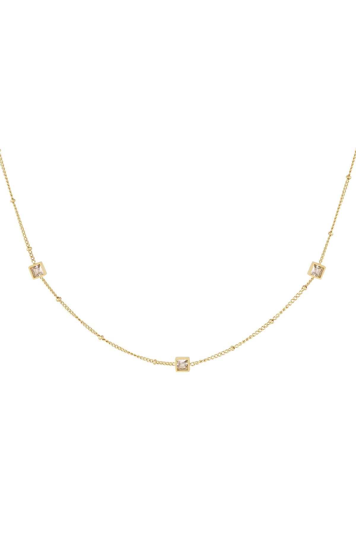 Necklace square stones - Gold color h5 