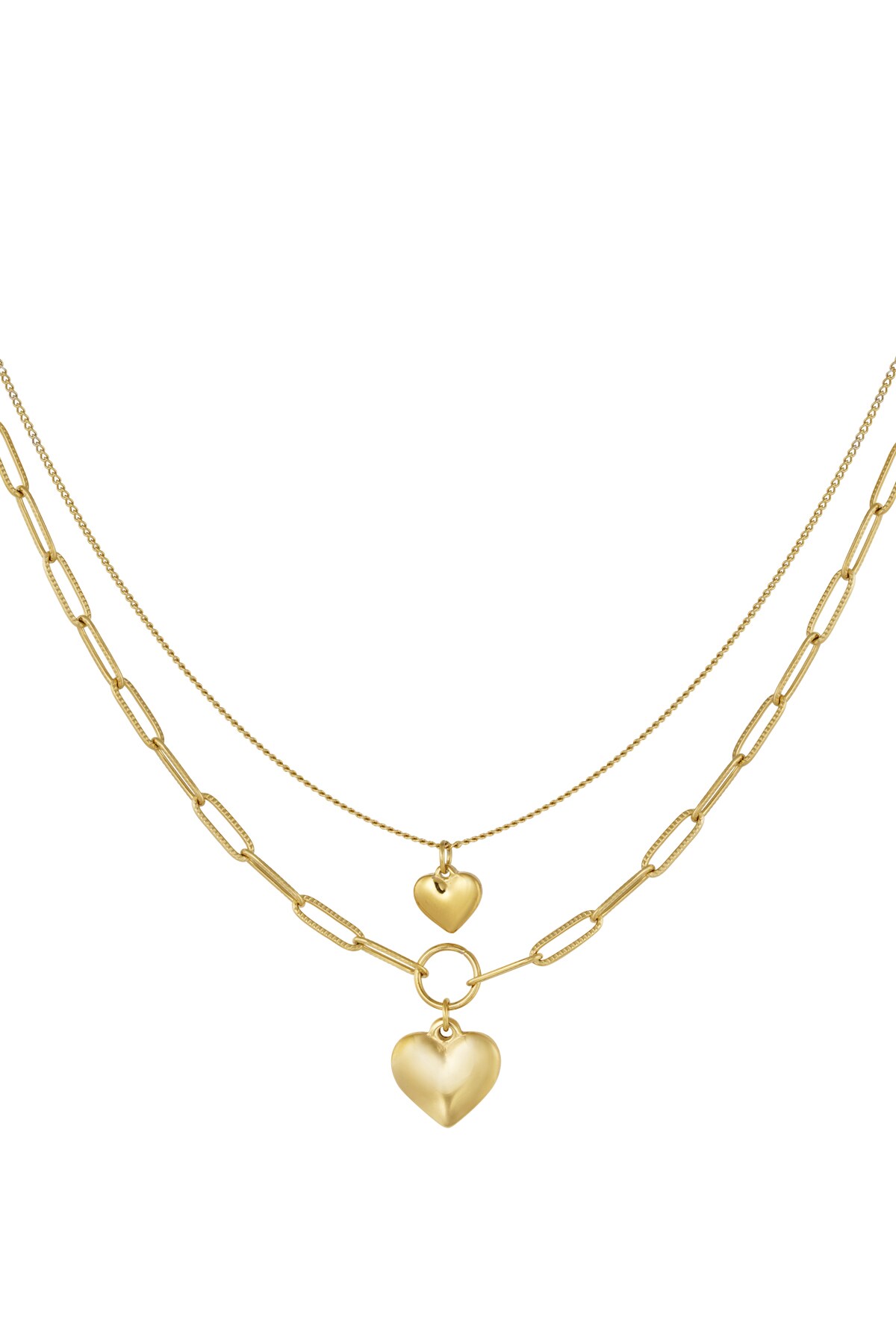 Double link chain with hearts - Gold color 