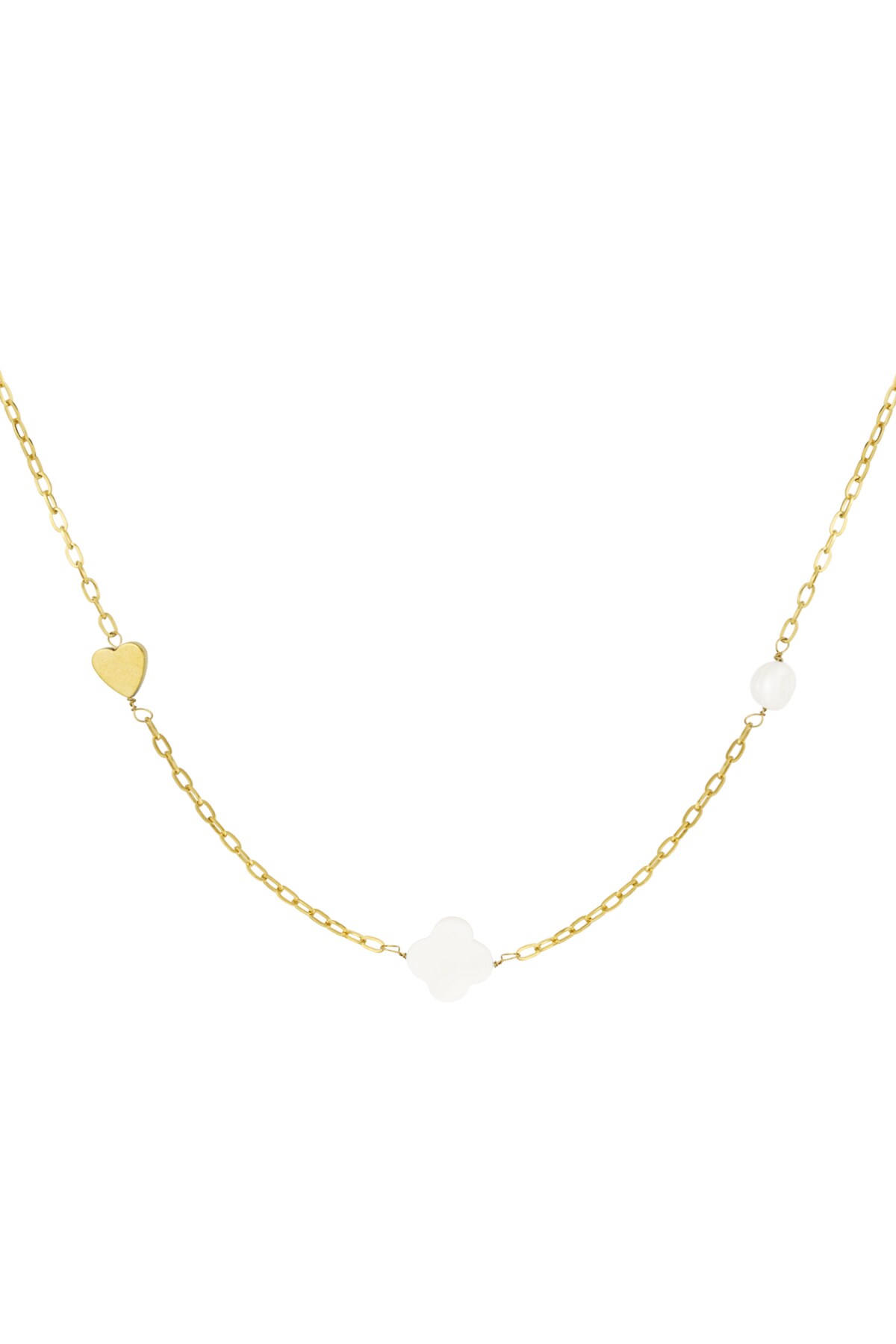 Necklace heart clover shell - Gold color h5 