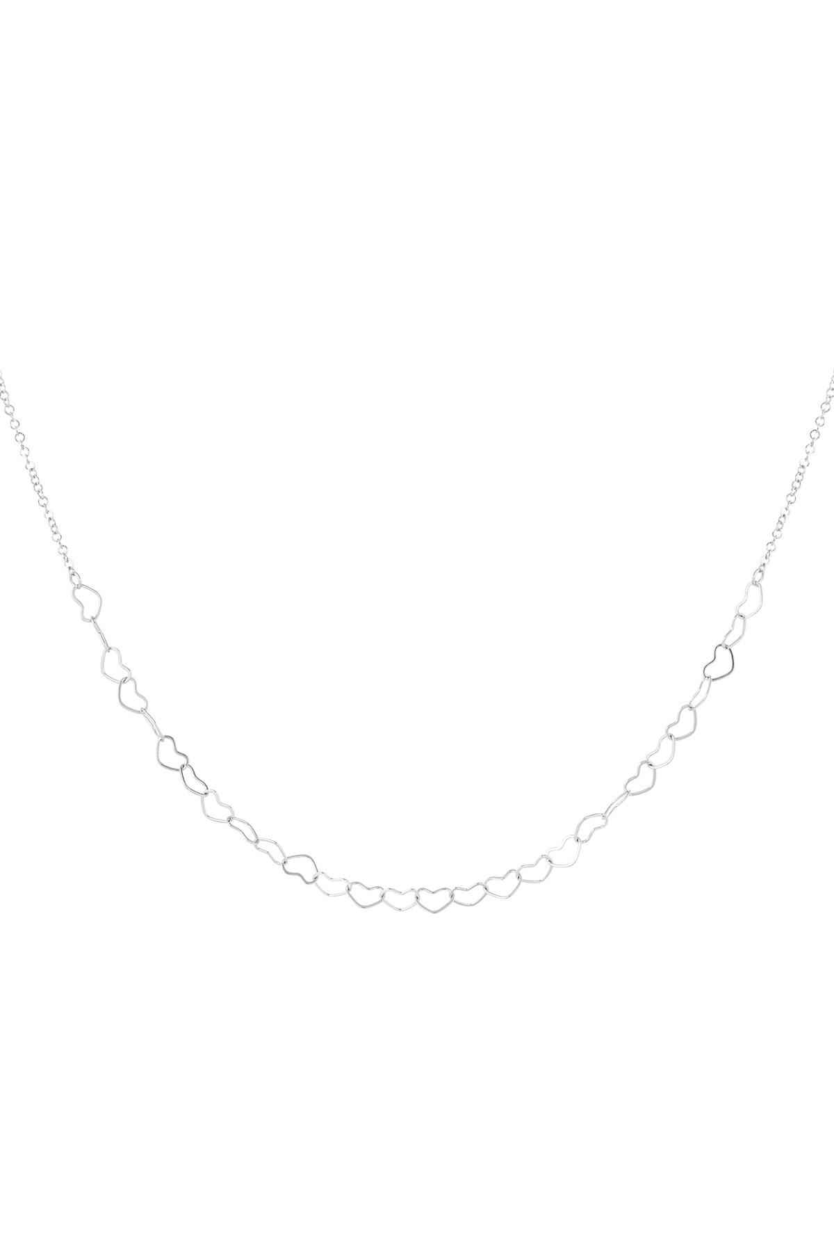 Necklace linked hearts - Silver color h5 