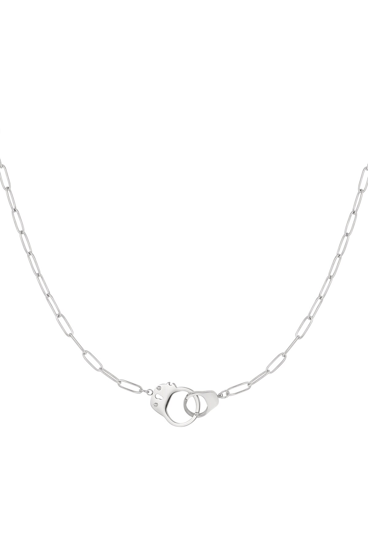 Link chain connected charm - Silver color h5 