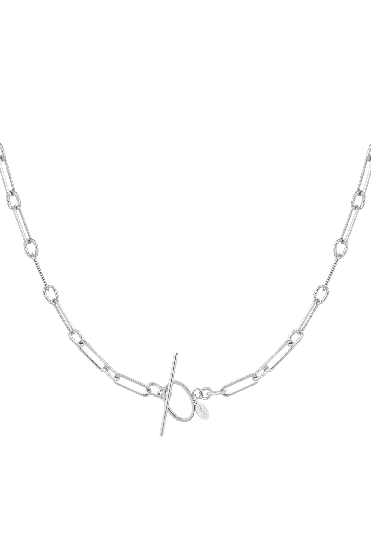 Link chain thin with round closure - Silver color h5 