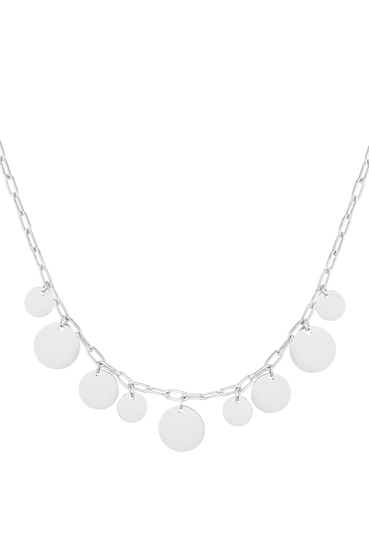 Link chain with circles - Silver color h5 