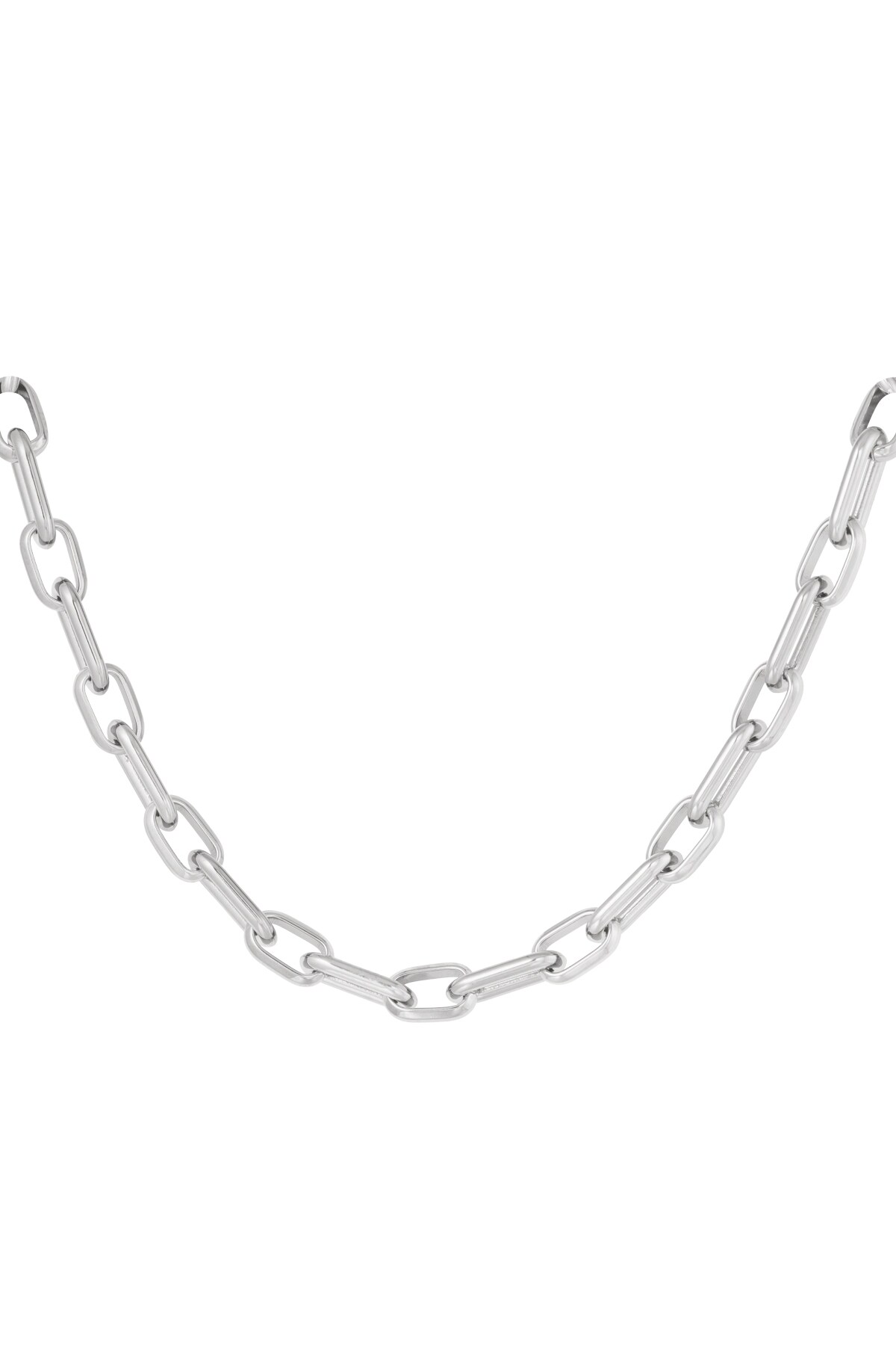 Necklace elongated links with charms - Silver color h5 