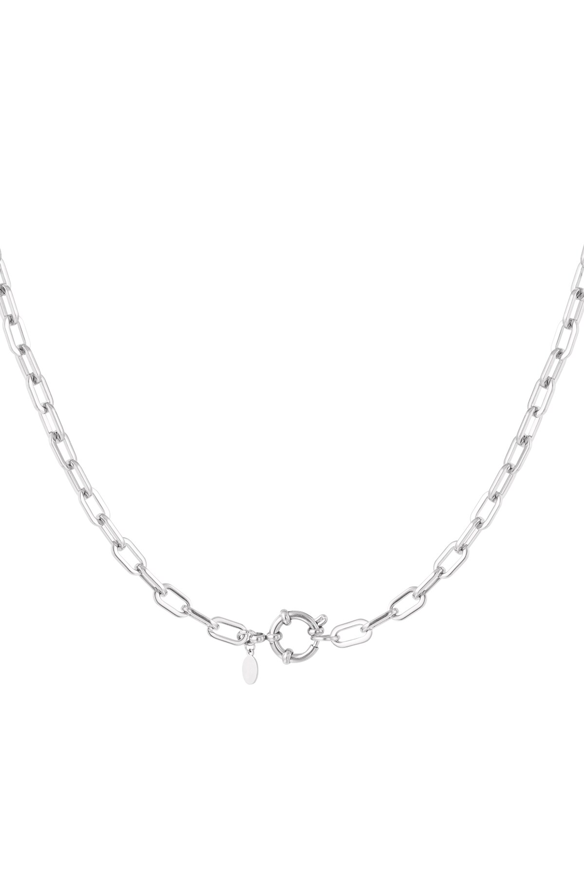 Necklace basic links round closure - Silver color h5 