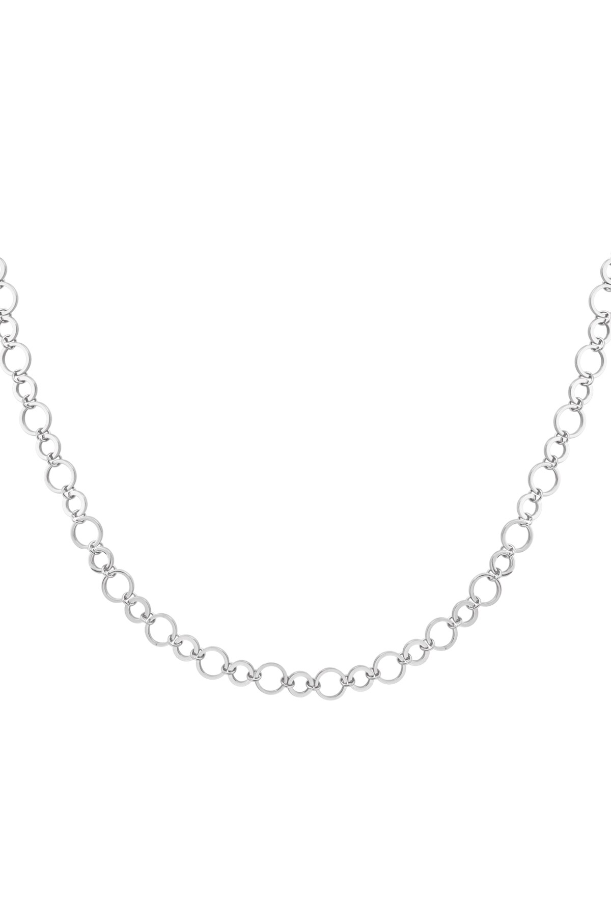 Necklace small and large round links - Silver color h5 