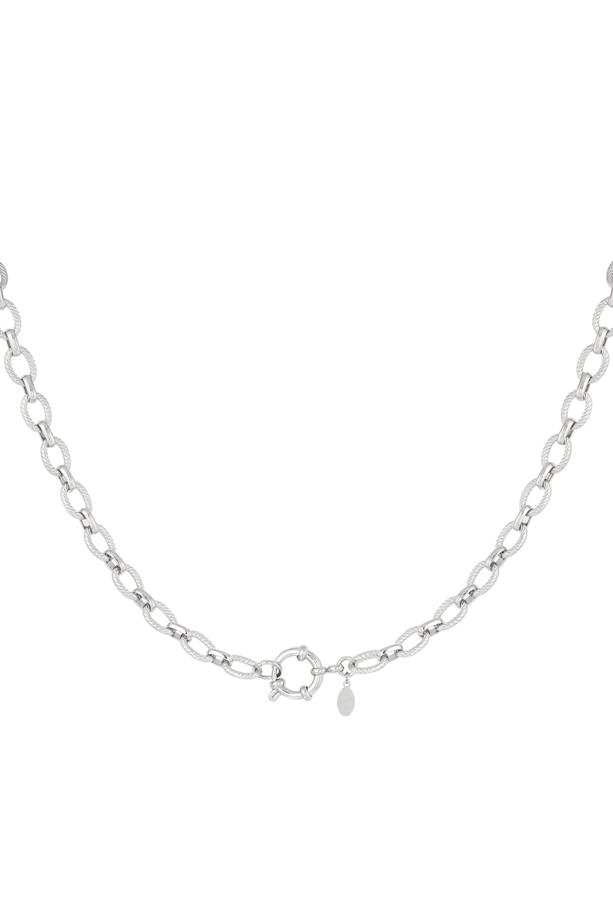 Necklace round links - Silver color h5 