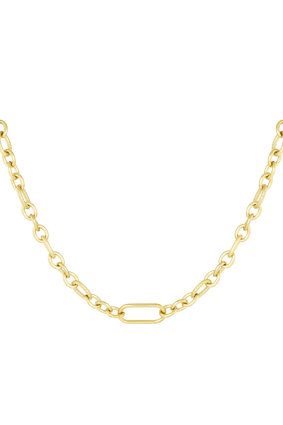 Necklace different links - Gold color h5 