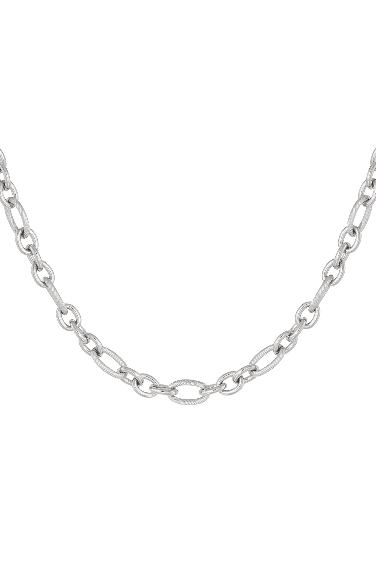 Link chain small and large links - Silver color h5 