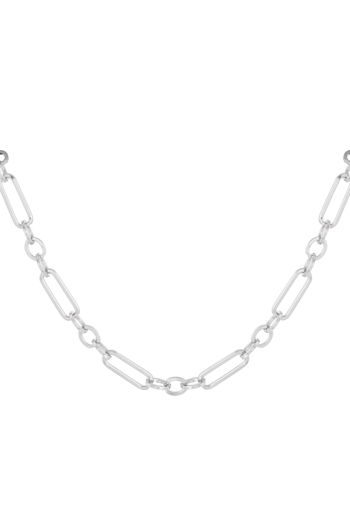 Necklace elongated links - Silver color h5 