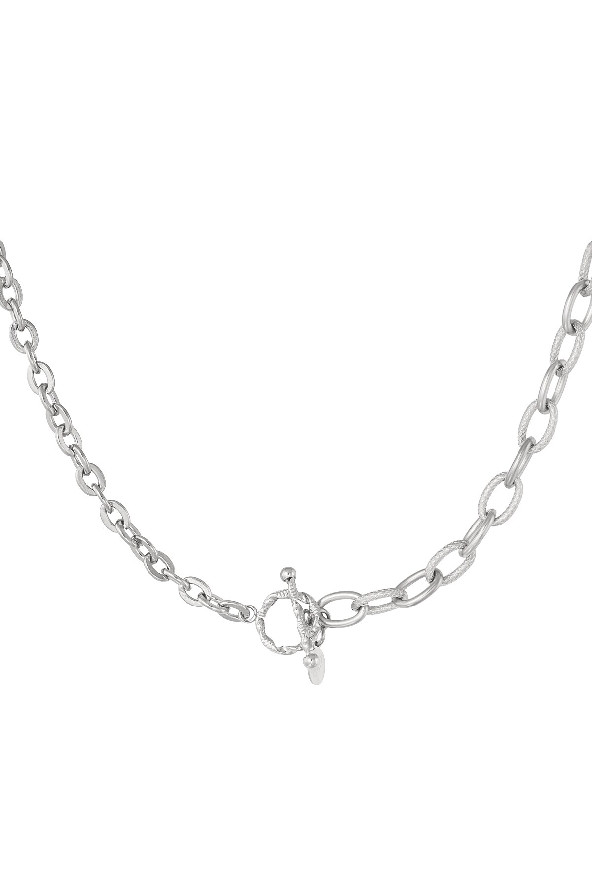 Link chain 2 sizes with round closure - Silver color h5 