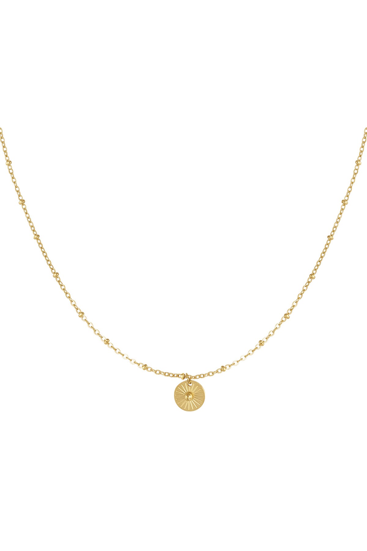 Necklace with round coin - Gold color h5 