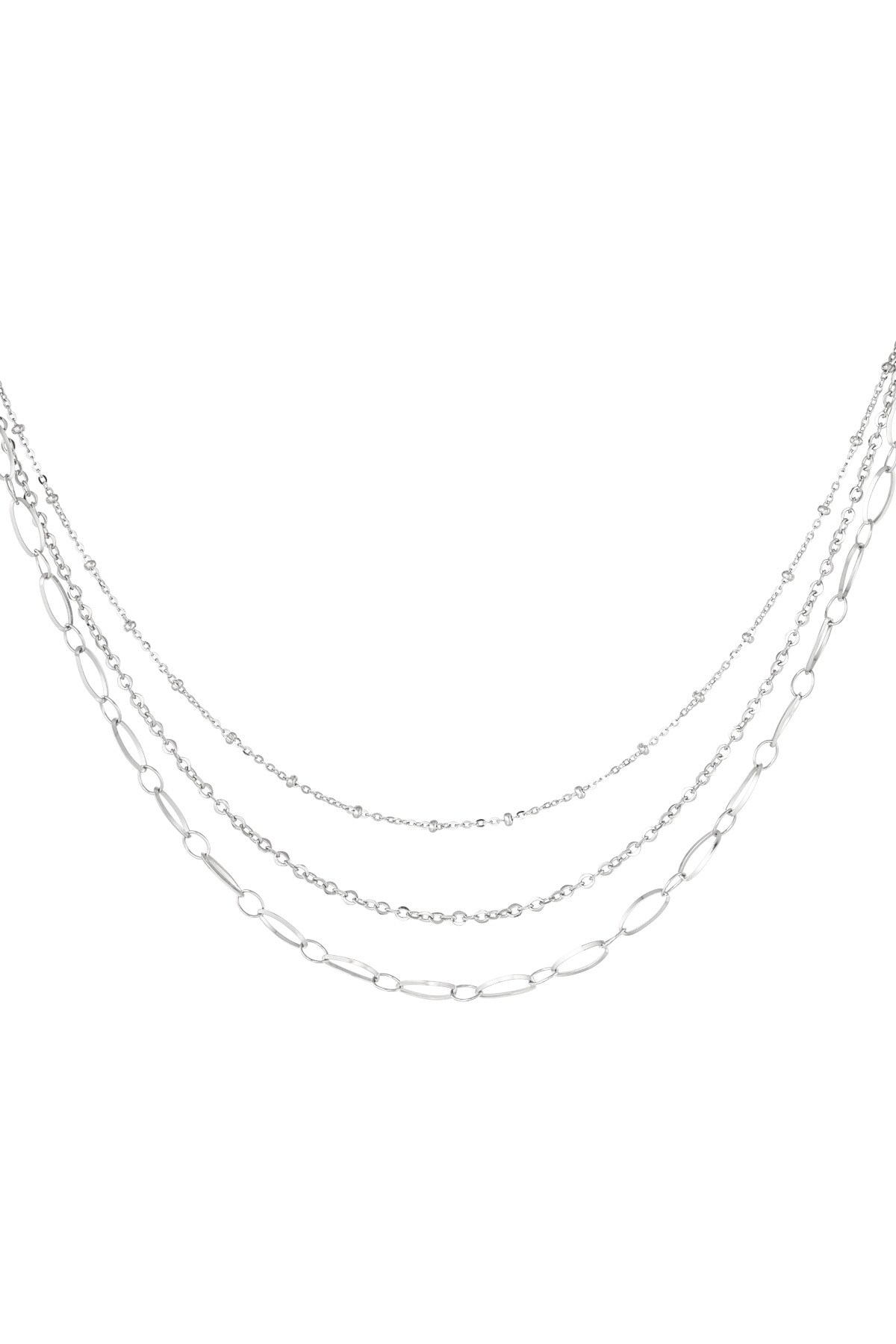 Link chain three double - Silver color h5 