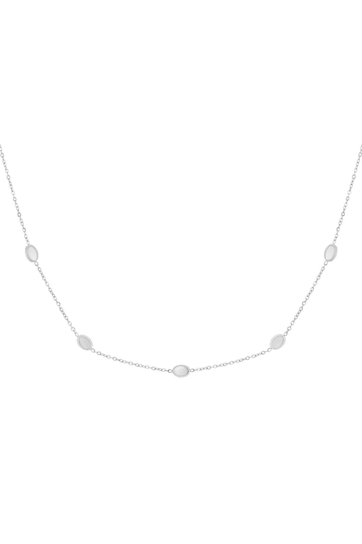 Necklace with 5 stones - Silver color h5 