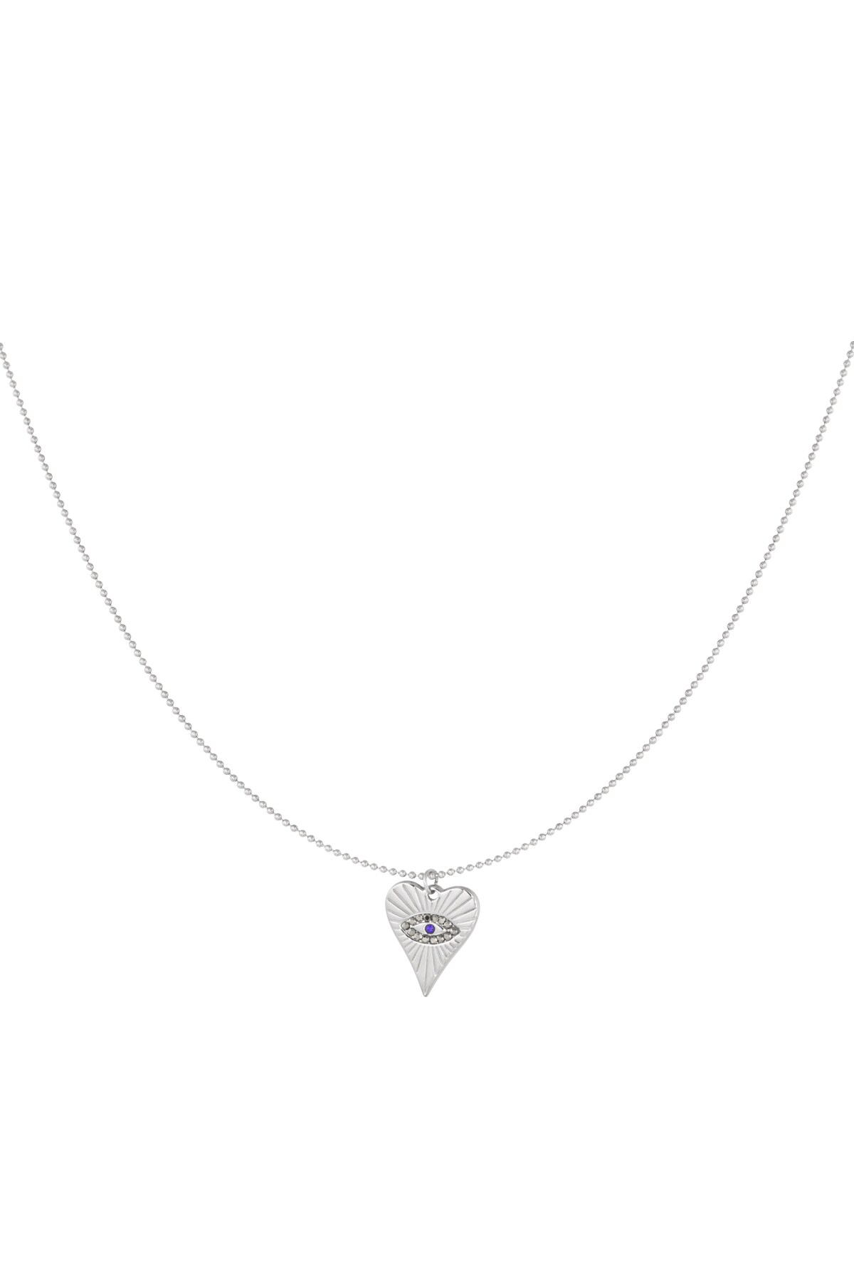 Necklace heart with eye - Silver color h5 