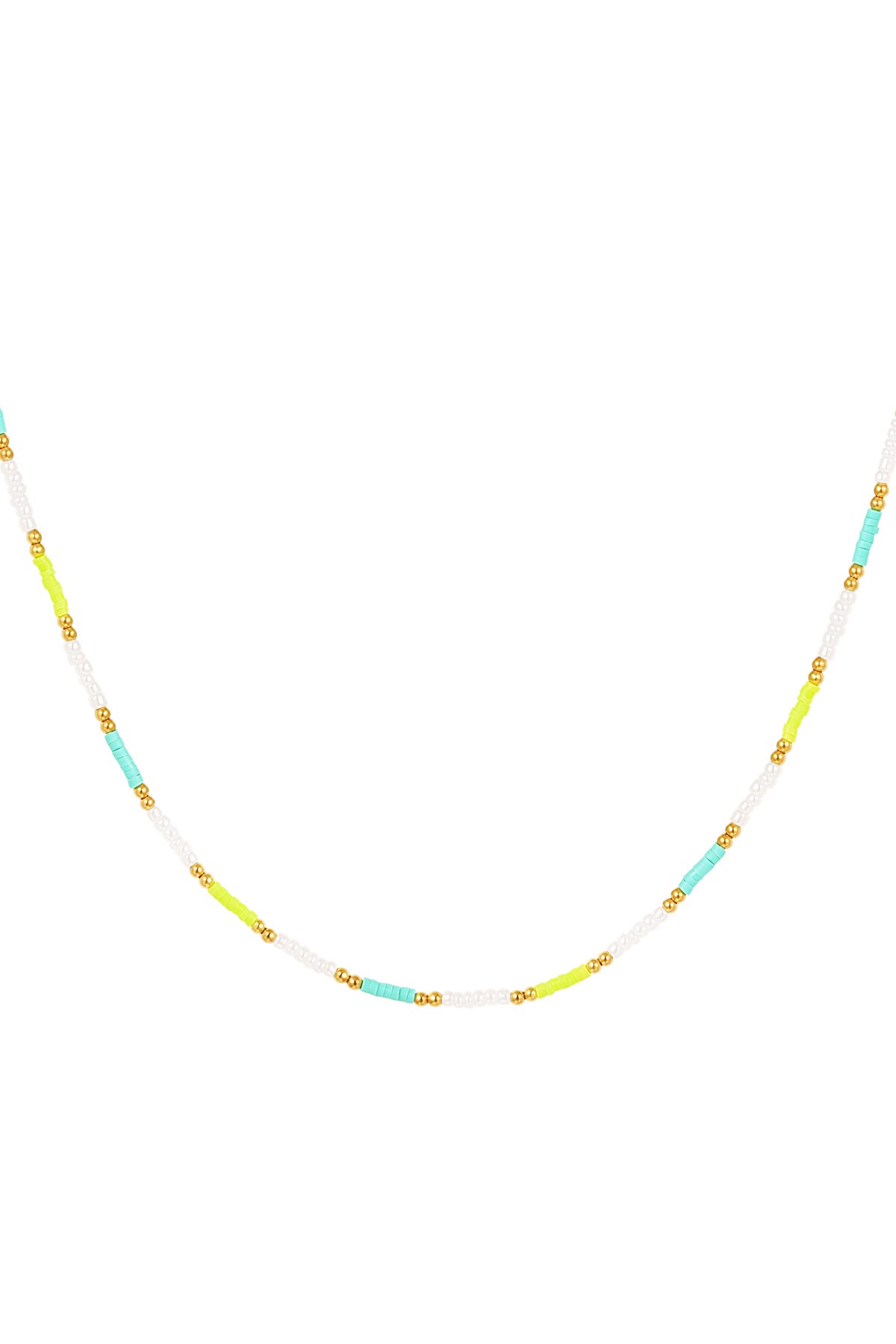 Necklace small colorful beads - green/blue 