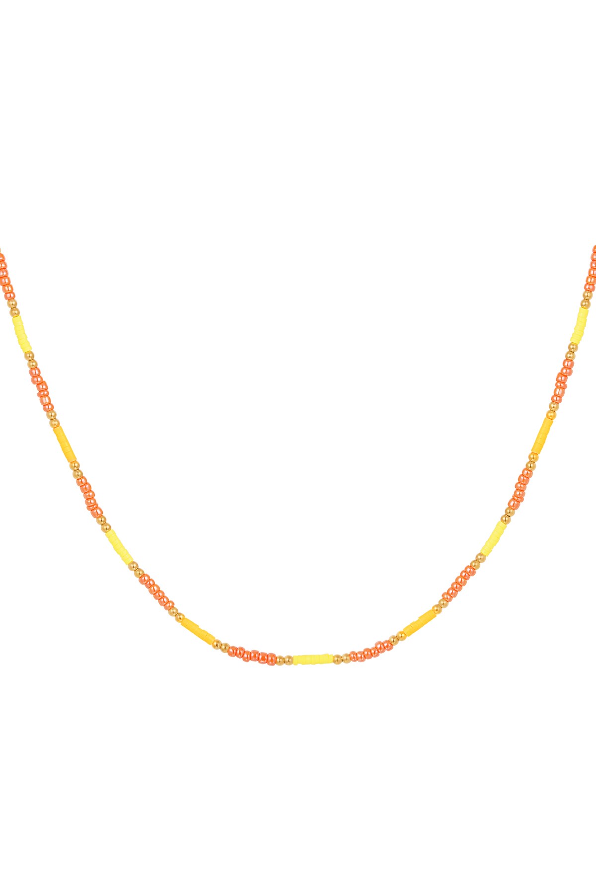 Necklace small colorful beads - yellow/orange 