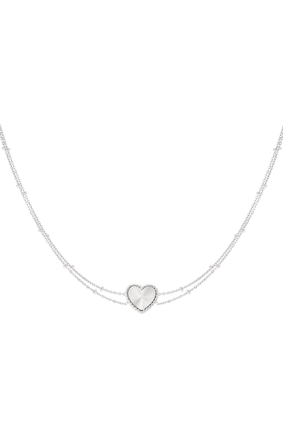 Necklace heart with balls - Silver color h5 