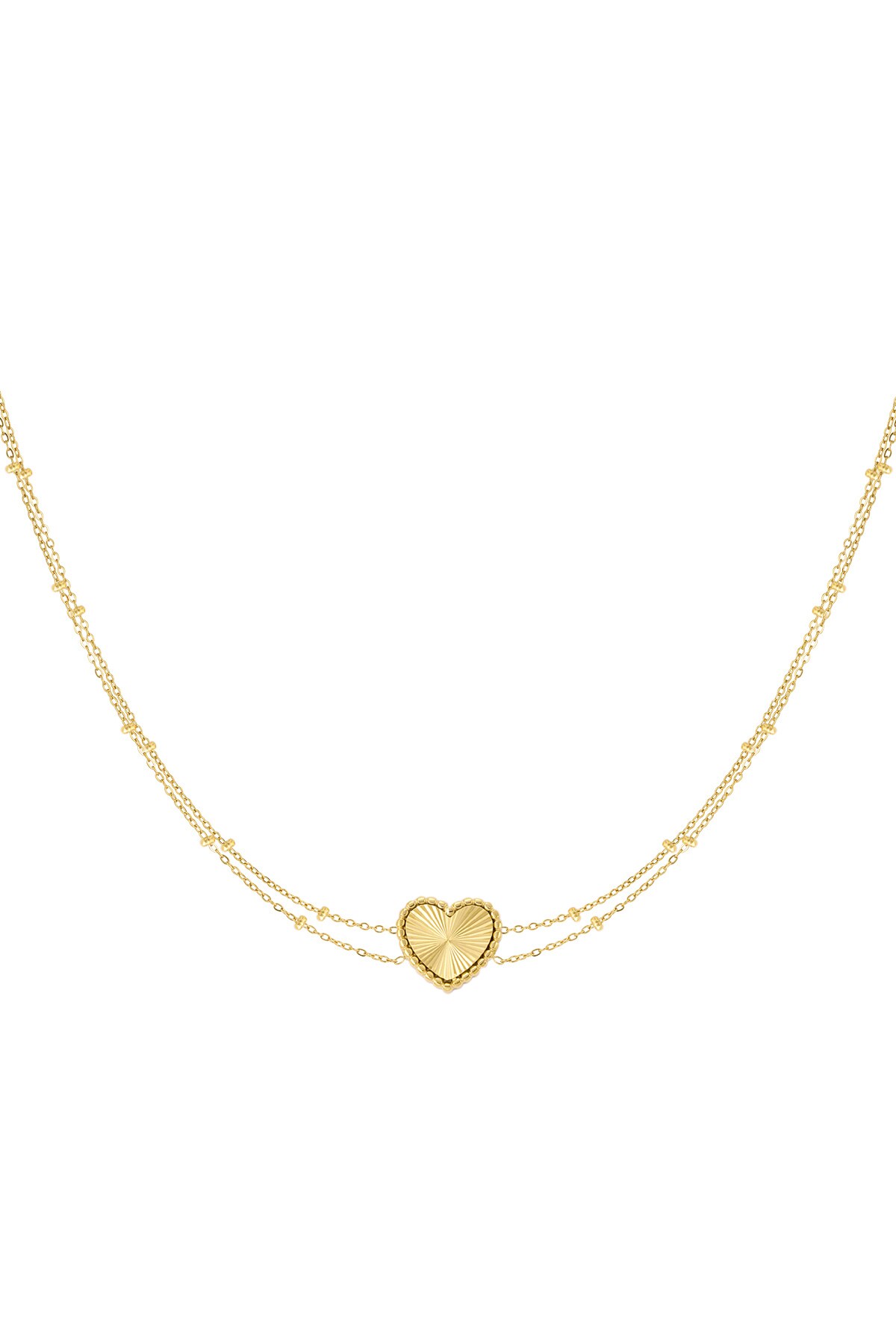 Necklace heart with balls - Gold color h5 